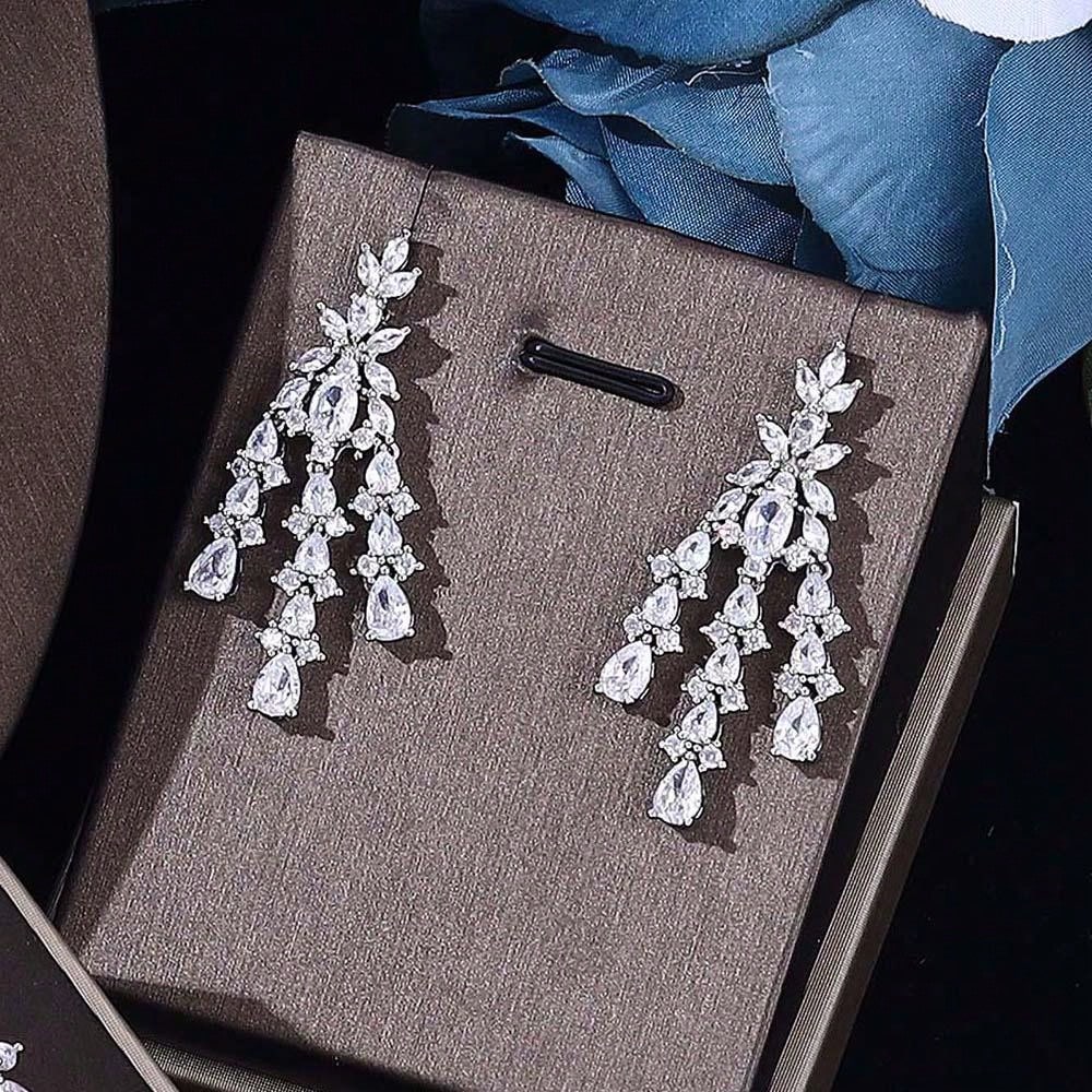 Luxury 4PCS Bridal Jewelry Sets Full Big Statement For Women Wedding Cubic Cubic Zirconia CZ African Dubai Wedding Dresses Accessories - Seen Mai