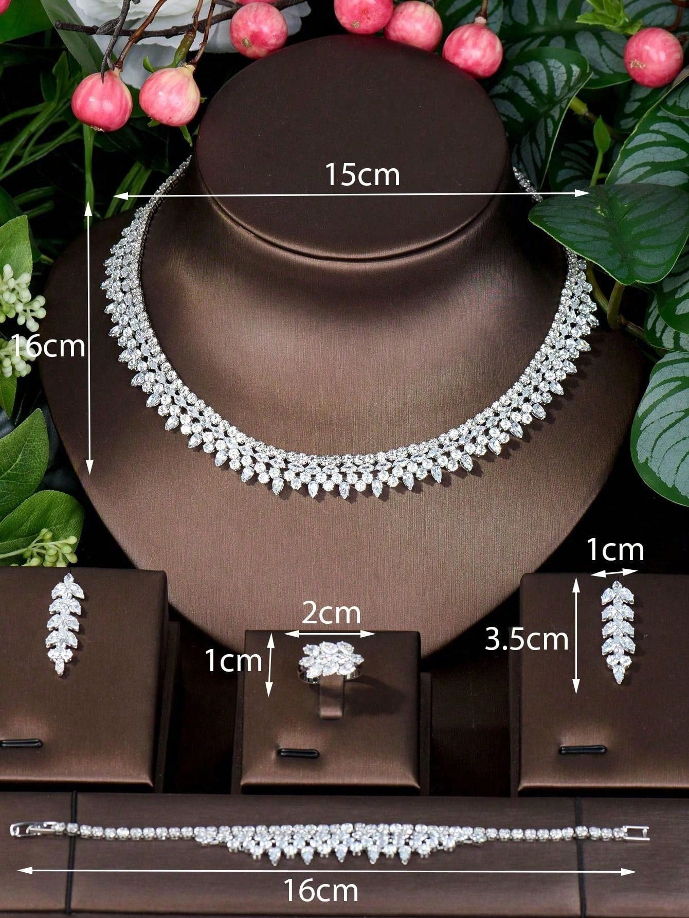 1set Simple Cubic Zirconia Diamond Decorated Jewelry Set, Perfect For Women's Parties - Seen Mai