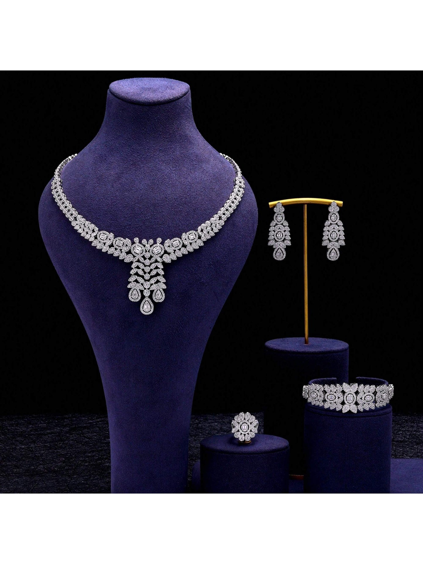 Luxury Cubic Zirconia Necklace Earring Set  Bridal Jewelry Set For Women Fashion Wedding Jewelry Sets - Seen Mai