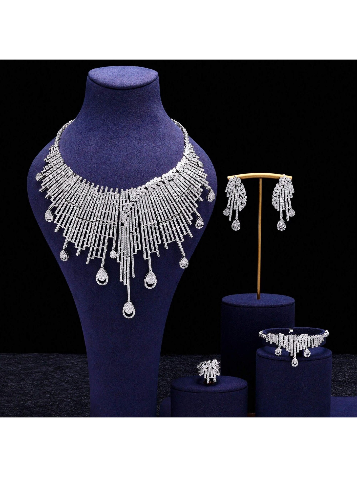 Hotsale 4pcs Bridal Big Jewelry Sets New Fashion Dubai Jewelry Set For Women Wedding Party Accessories Design - Seen Mai