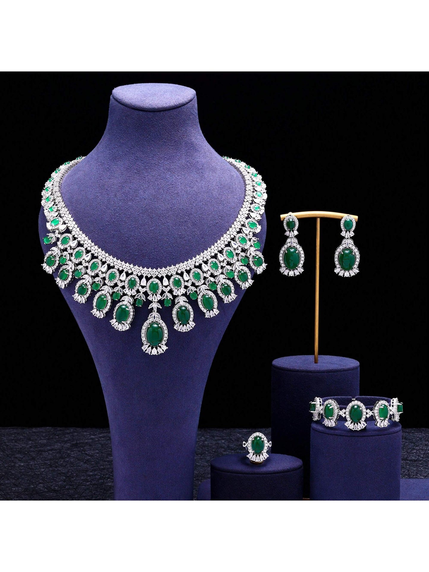 Luxury Women Jewelry Bridal CZ Necklace Earrings Bracelet Ring Jewelry Sets Wedding Jewelry Sets For Bride - Seen Mai