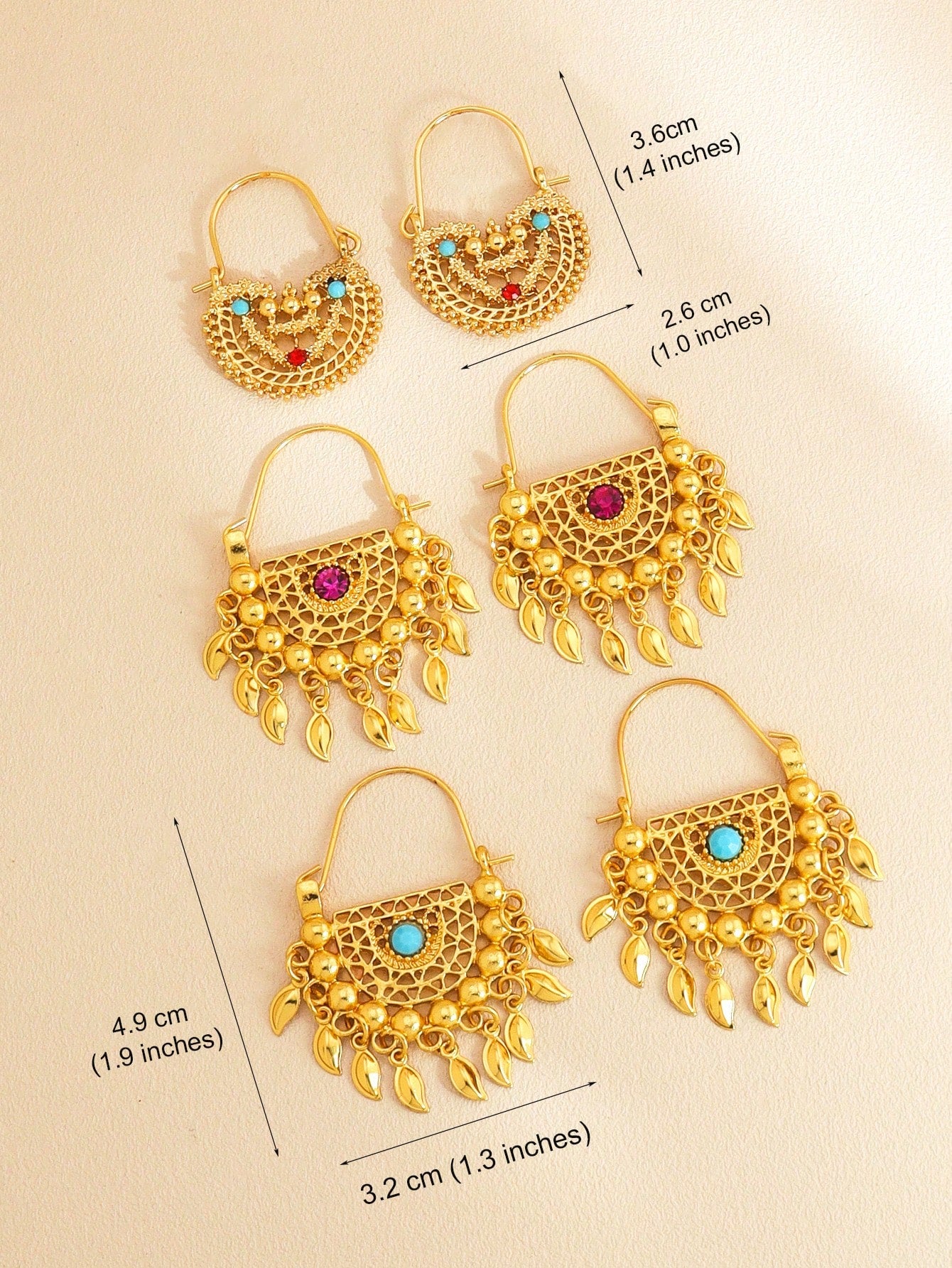 1pair Gorgeous Gold Earrings Tassel Pendant With Colored Jewel Earrings Suitable For Women's Daily Holiday Wear - Seen Mai