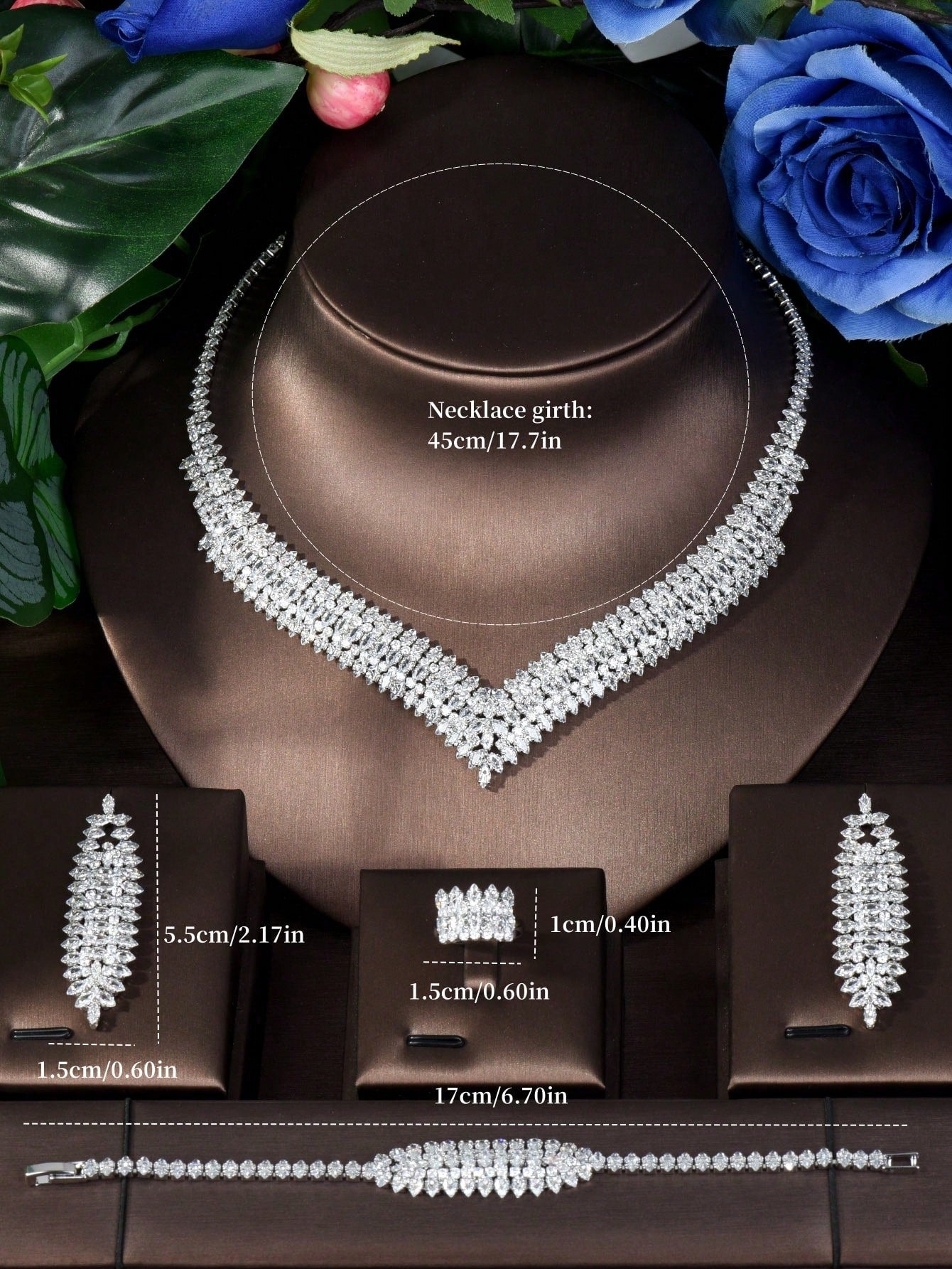 1set Cubic Zirconia Plated With 18K Gold Jewelry Set, Elegant For Women's Party Wear - Seen Mai