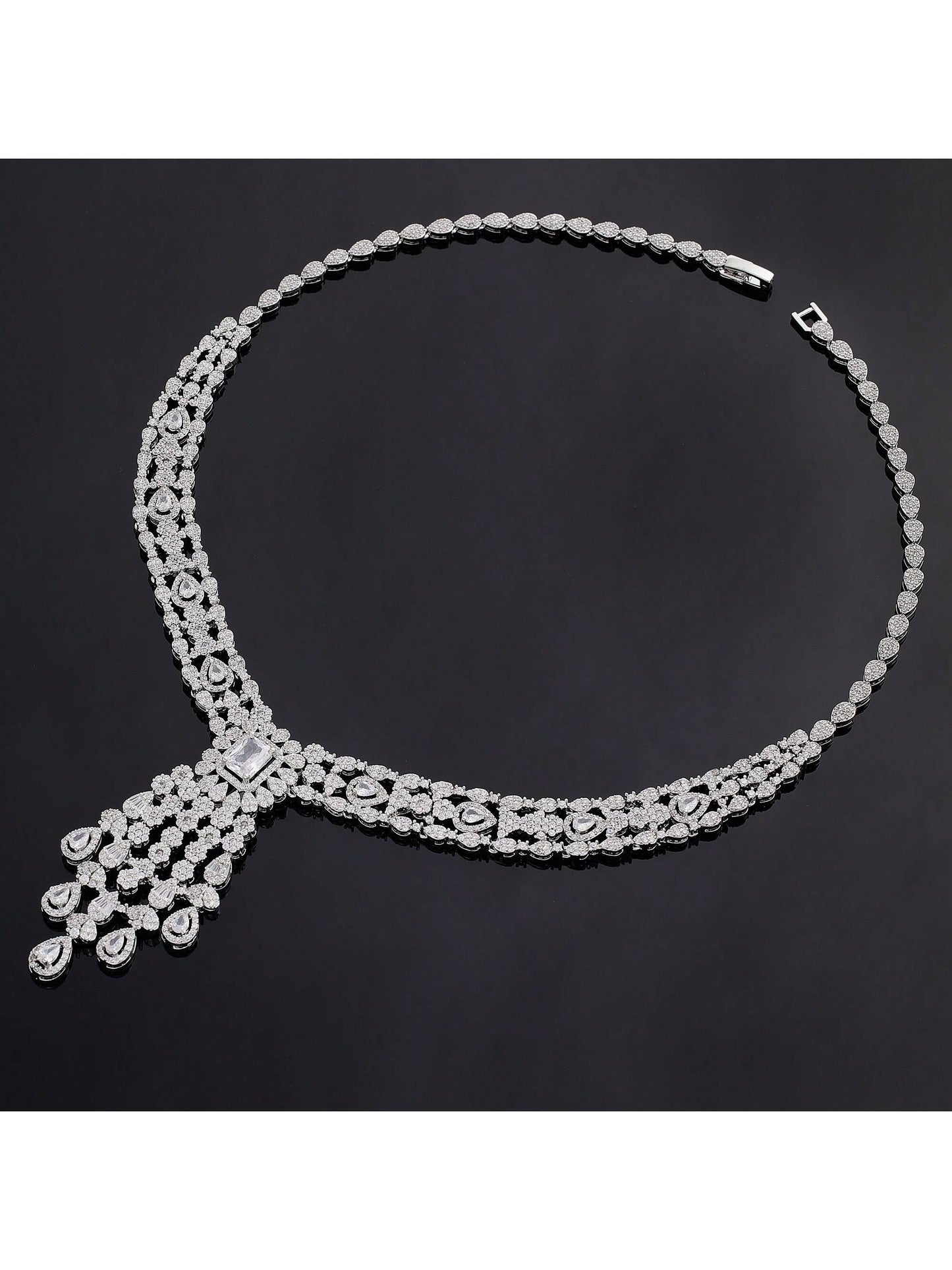 New 4 Piece Qatar Luxury Ladies Wedding Set CZ Elegant Bridal Dubai Jewellery Set Fashion Ladies Wedding Necklace Earring Set - Seen Mai