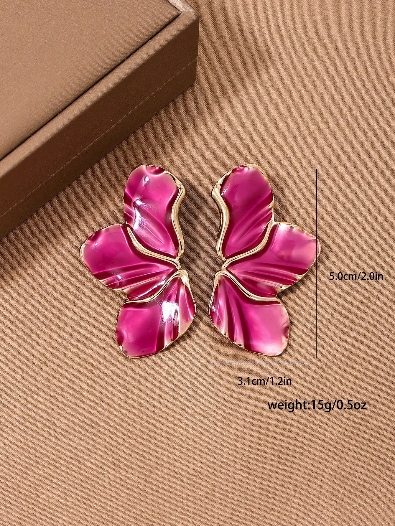 1pair Metallic Floral Enameled Earrings - Seen Mai