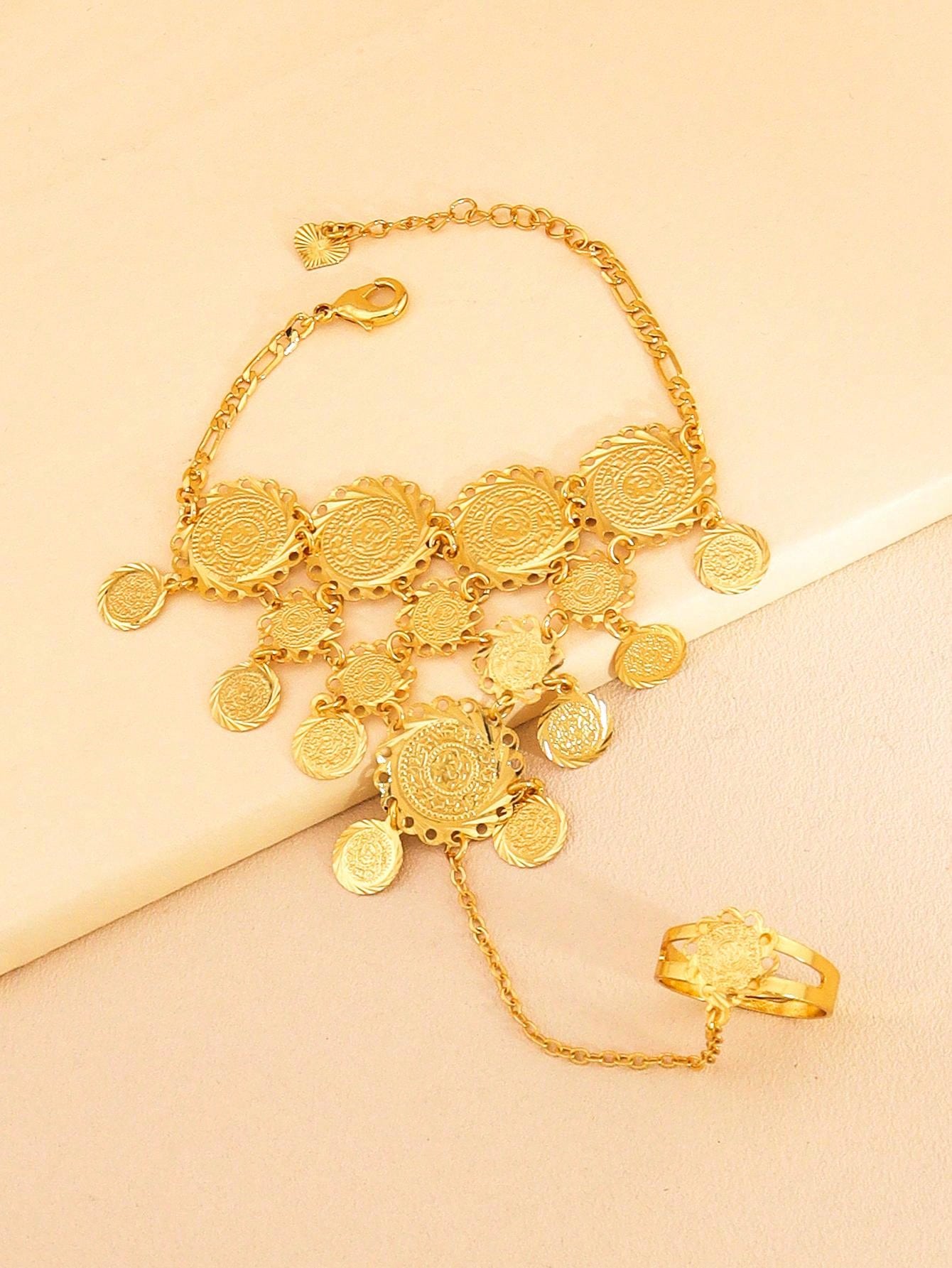 1pc Gold Multi-Layer Antique Coin Fringe Bracelet Bracelet Bracelet For Women To Wear Daily Party Gifts