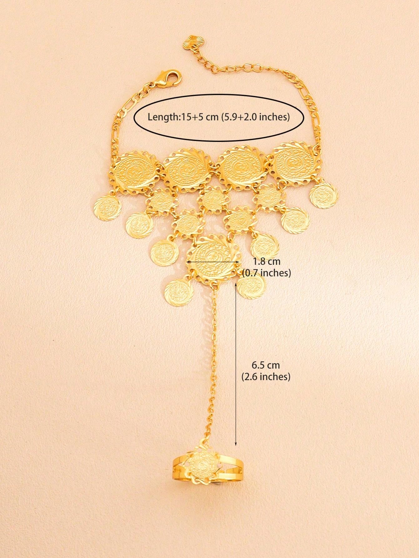 1pc Gold Multi-Layer Antique Coin Fringe Bracelet Bracelet Bracelet For Women To Wear Daily Party Gifts