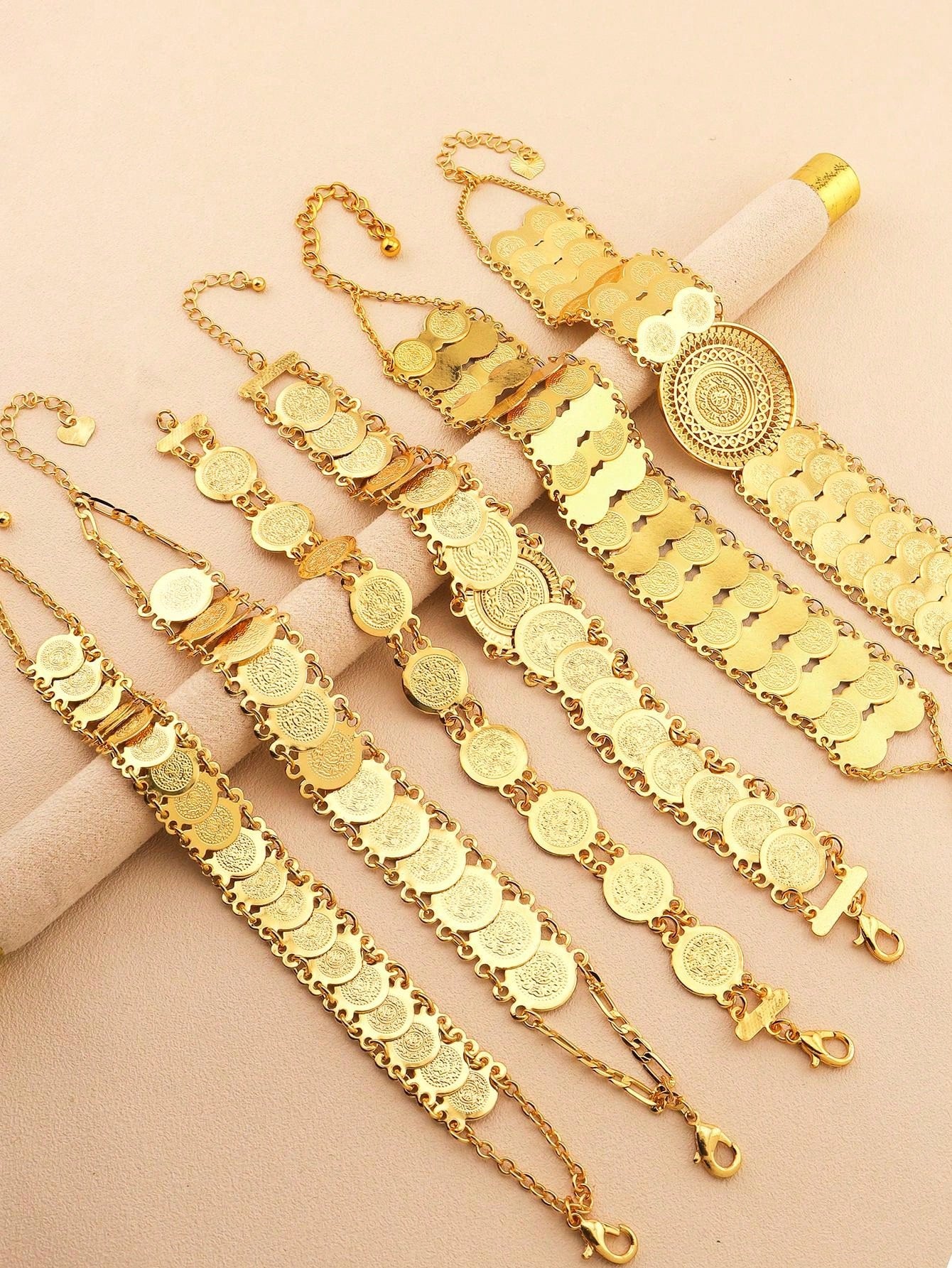 1pc Vintage Gold Coin Bracelet Bohemian Copper Jewelry Suitable For Women's Daily Holiday Dates Wear - Seen Mai