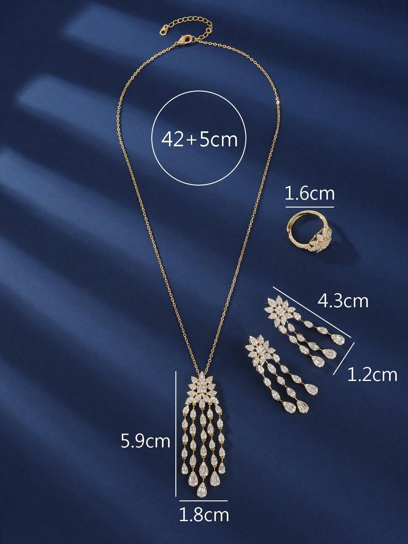 3pcs/Set Elegant Copper Floral Design Zirconia Jewelry Set