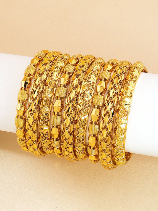 4pcs Gorgeous Gold Bracelet Fashion Leaf Heart Hollow Design Suitable For Women's Daily Party Wedding Wear