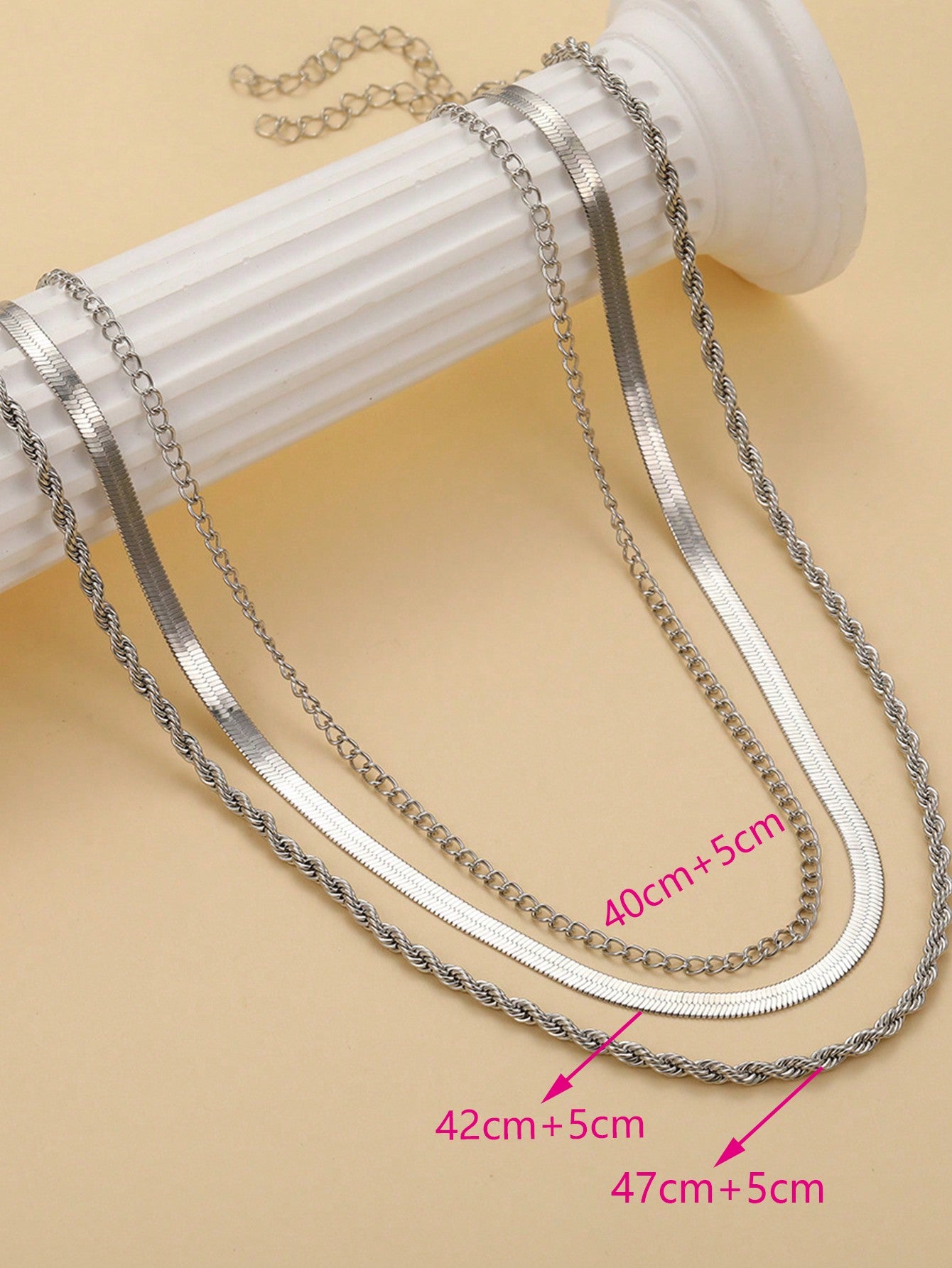 SEENMAI 3pcs Trendy Minimalist Multi-Layer Chain Necklace