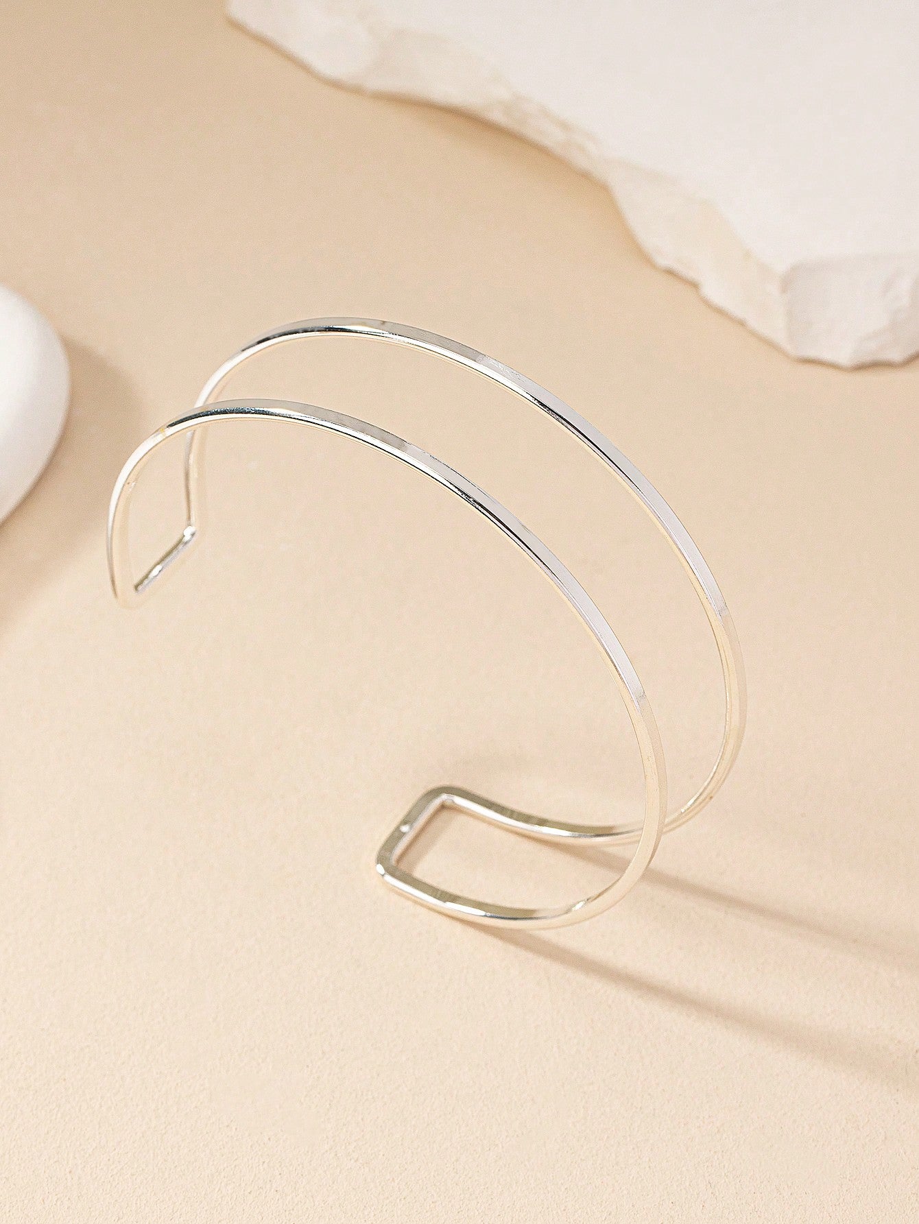 1pc Metal Geometric Hollow Line Open Ring - Seen Mai