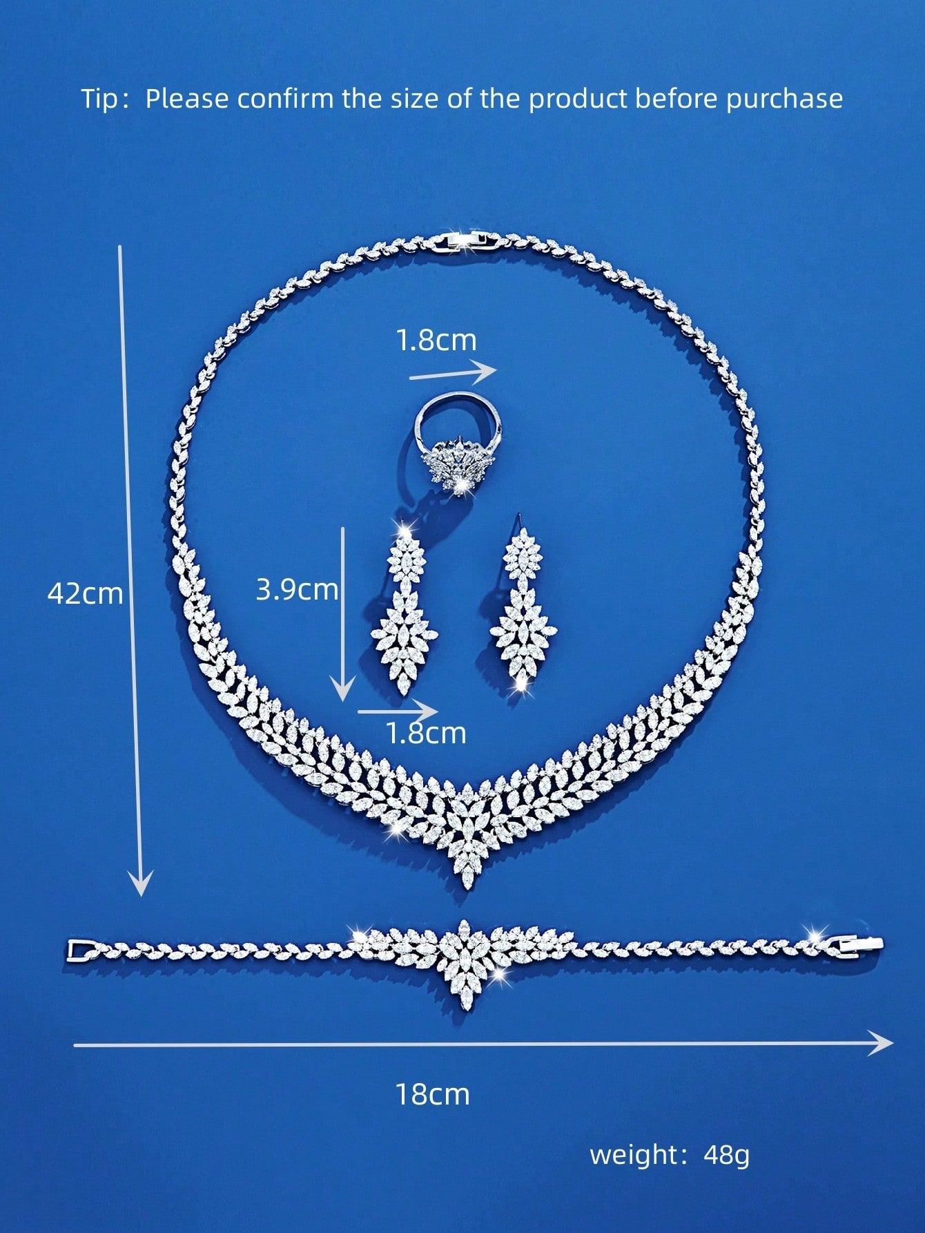 seen JEWELRY 5pcs Artificial Cubic Zirconia White Gold Plated Luxurious Necklace - Seen Mai