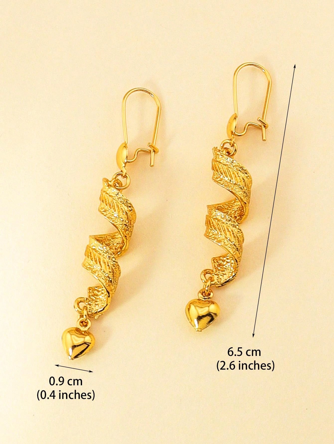 1pair Personalized Spin Texture Gold Earrings With Tassel Earrings For Women Everyday Wear - Seen Mai