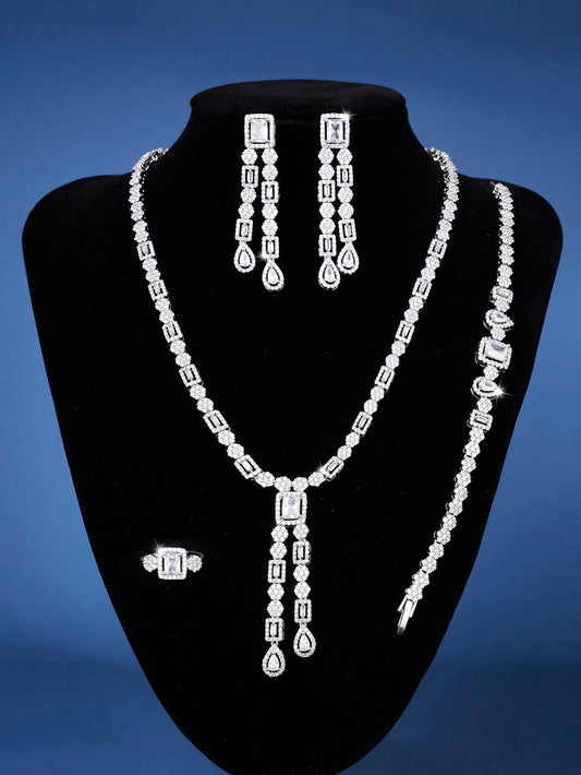 seen JEWELRY 5pcs Artificial Zirconia White Gold Plated Luxury Necklace - Seen Mai