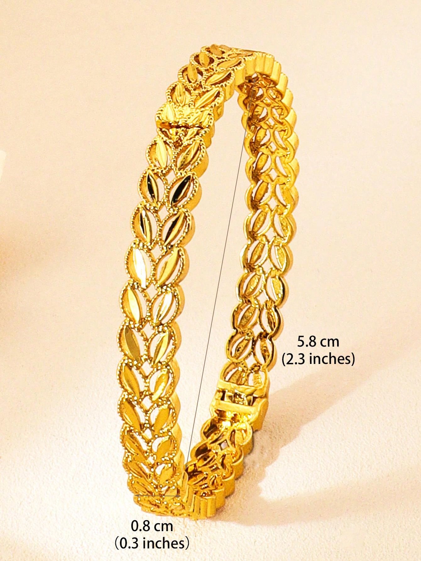 1/2/4pcs Luxury Rice Seedling Leaf Design Gold Bangle Dubai Women's Bracelet Jewelry African Jewelry Bride Wedding Party Gift - Seen Mai