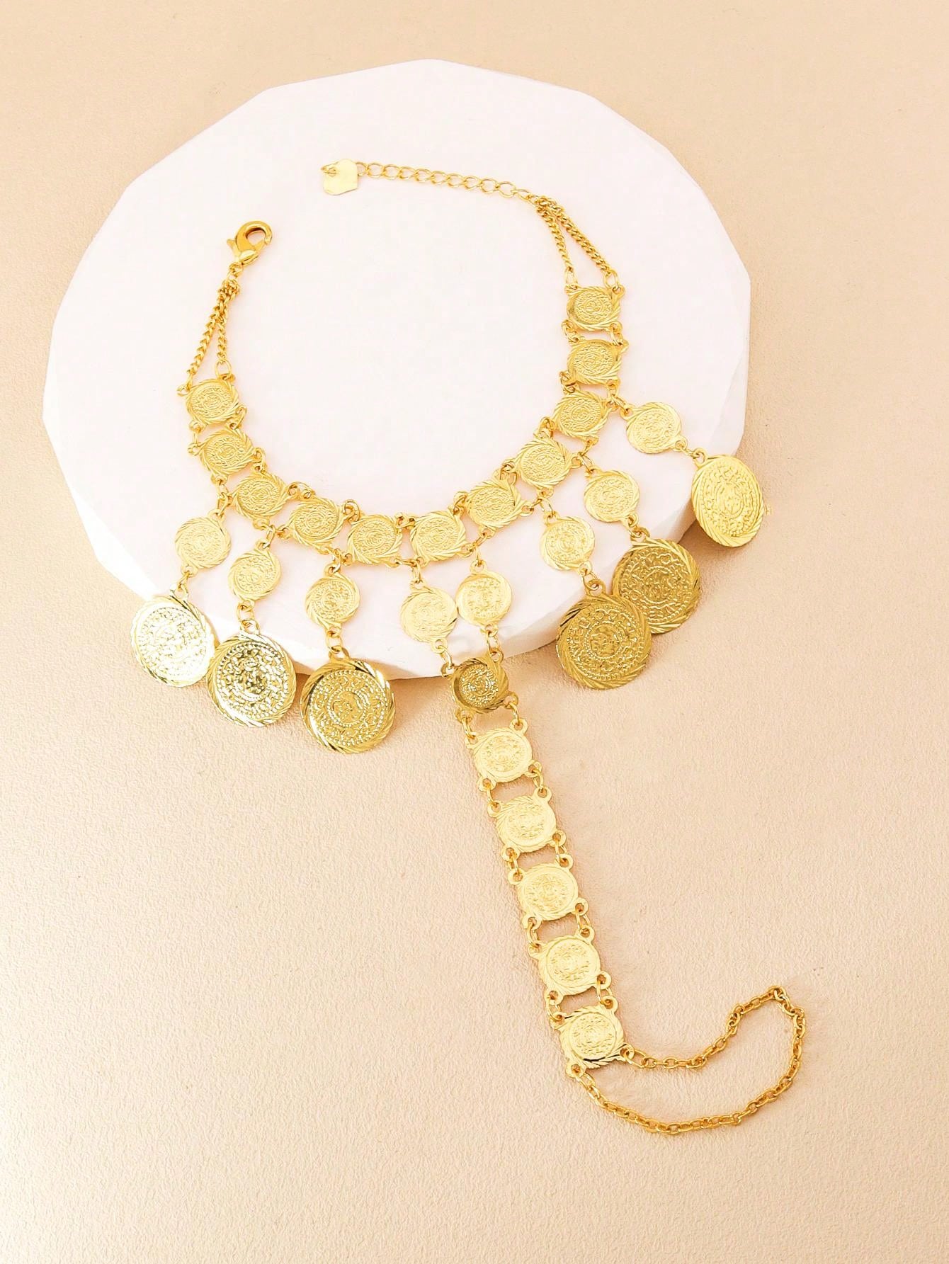 1pc Gold Multi-Layer Antique Coin Fringe Bracelet Bracelet Bracelet For Women To Wear Daily Party Gifts