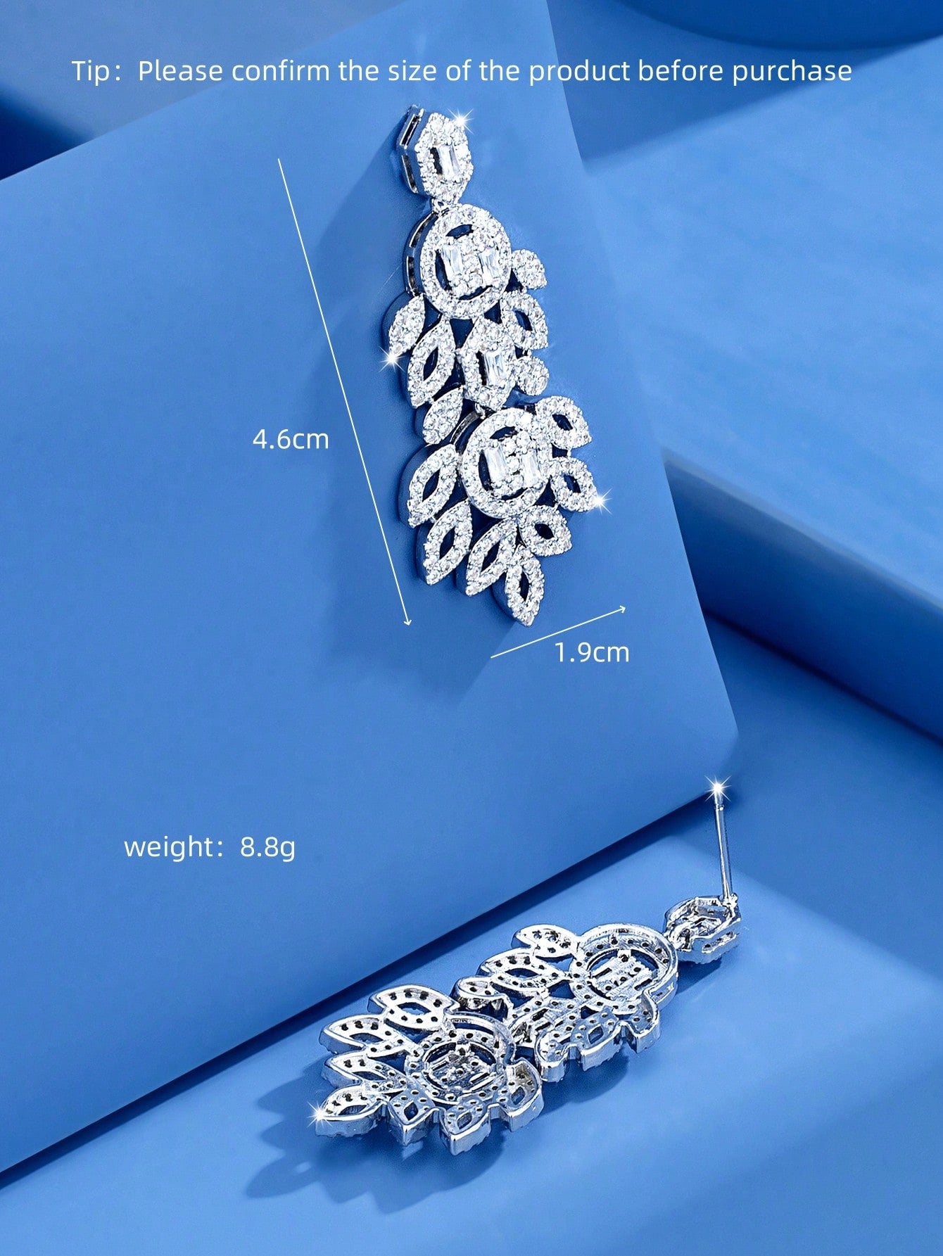 seen JEWELRY 1 Pair Platinum Plated Cubic Zirconia Pendant Earrings - Seen Mai