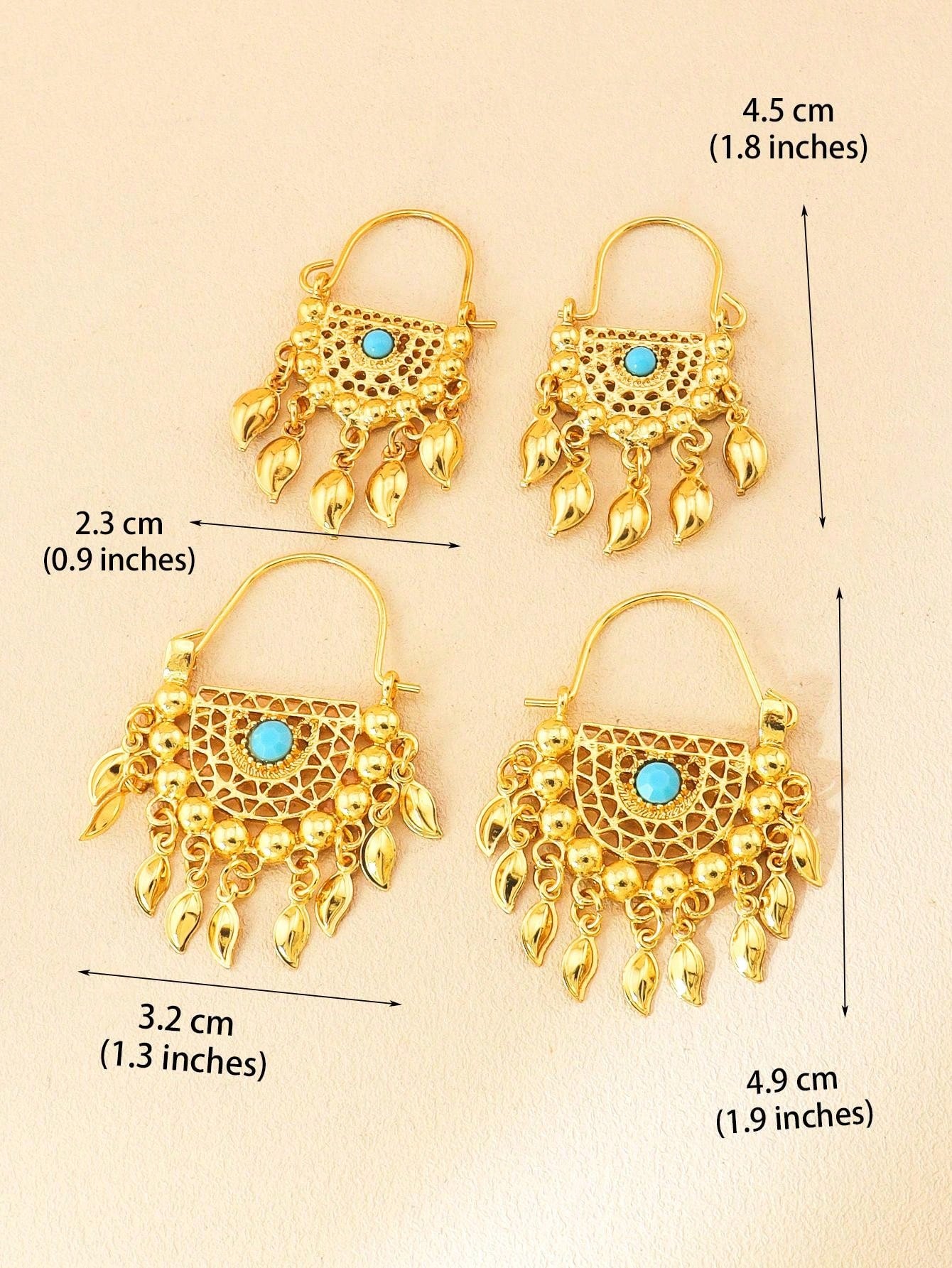 1pair Gorgeous Gold Earrings Tassel Pendant With Colored Jewel Earrings Suitable For Women's Daily Holiday Wear - Seen Mai