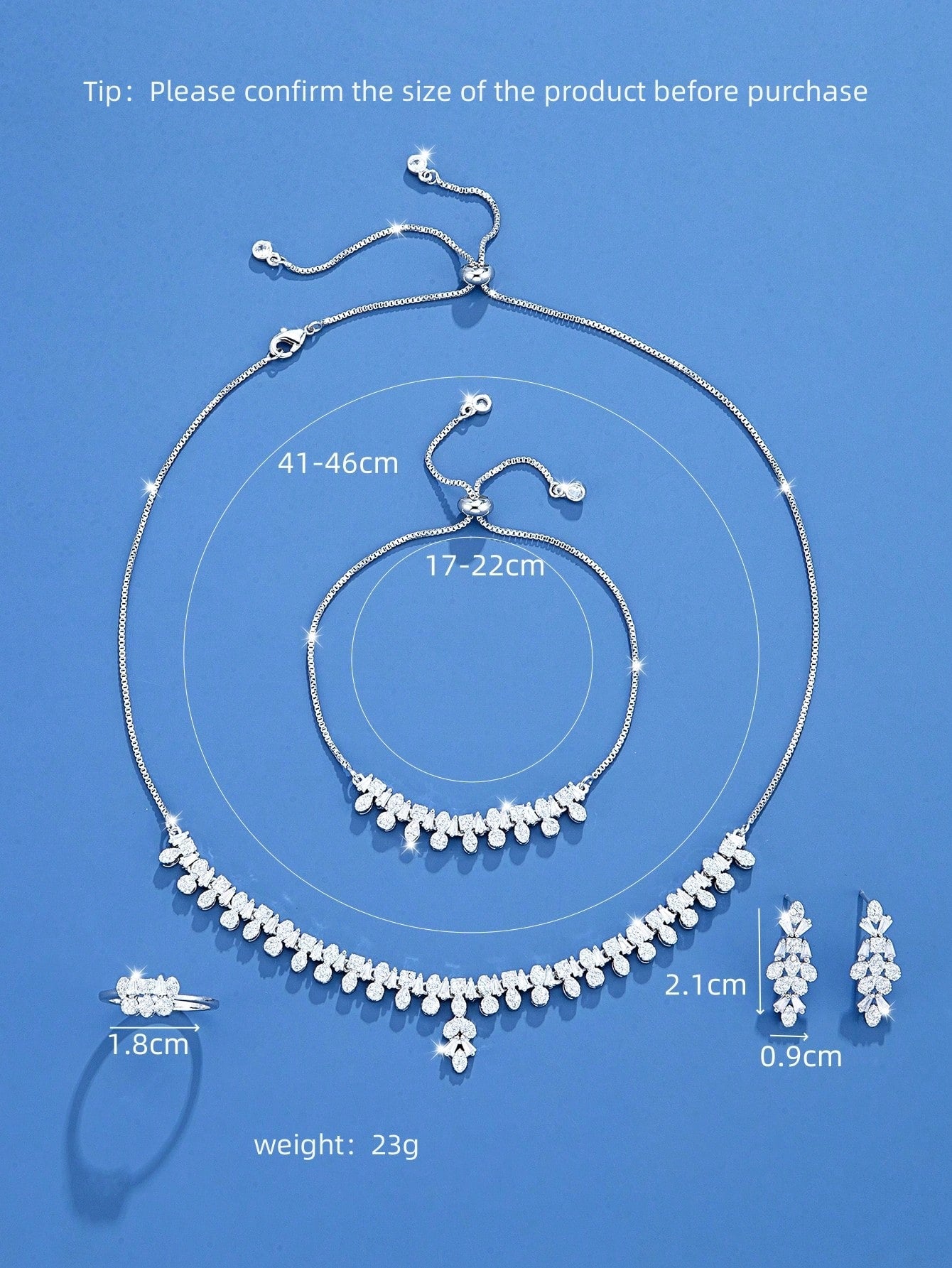 seen JEWELRY 5pcs/Set Luxury Cubic Zirconia Platinum Plated Necklace - Seen Mai