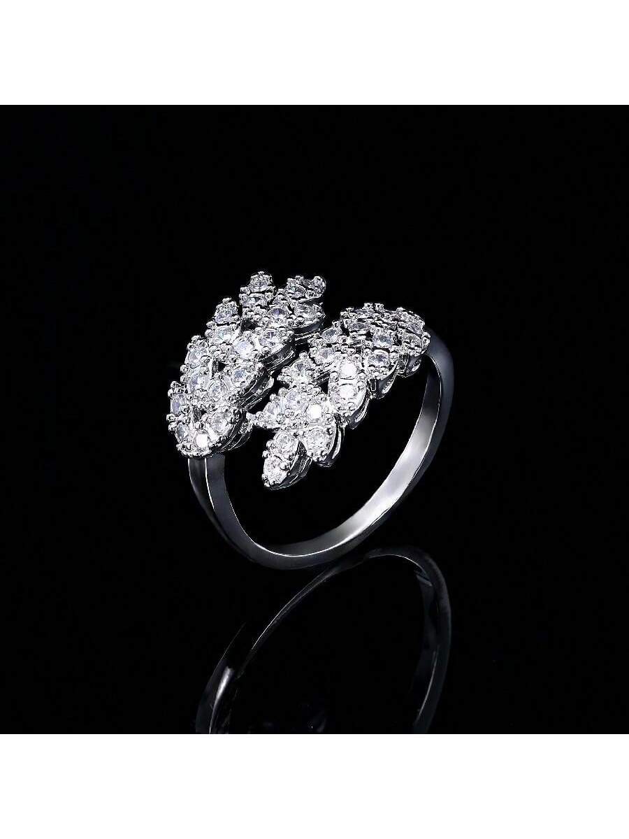 Big Cubic Zirconia Paved Women Wedding Party Necklace Earring Bracelet Rings Bridal Costume Jewelry Sets - Seen Mai