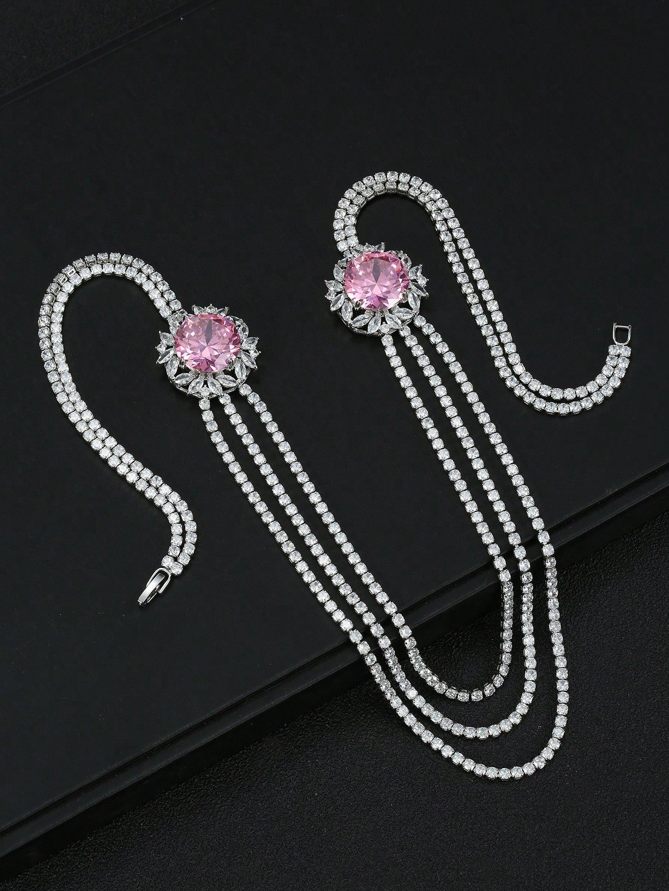 1pc European Original Design Pink Zirconia Necklace