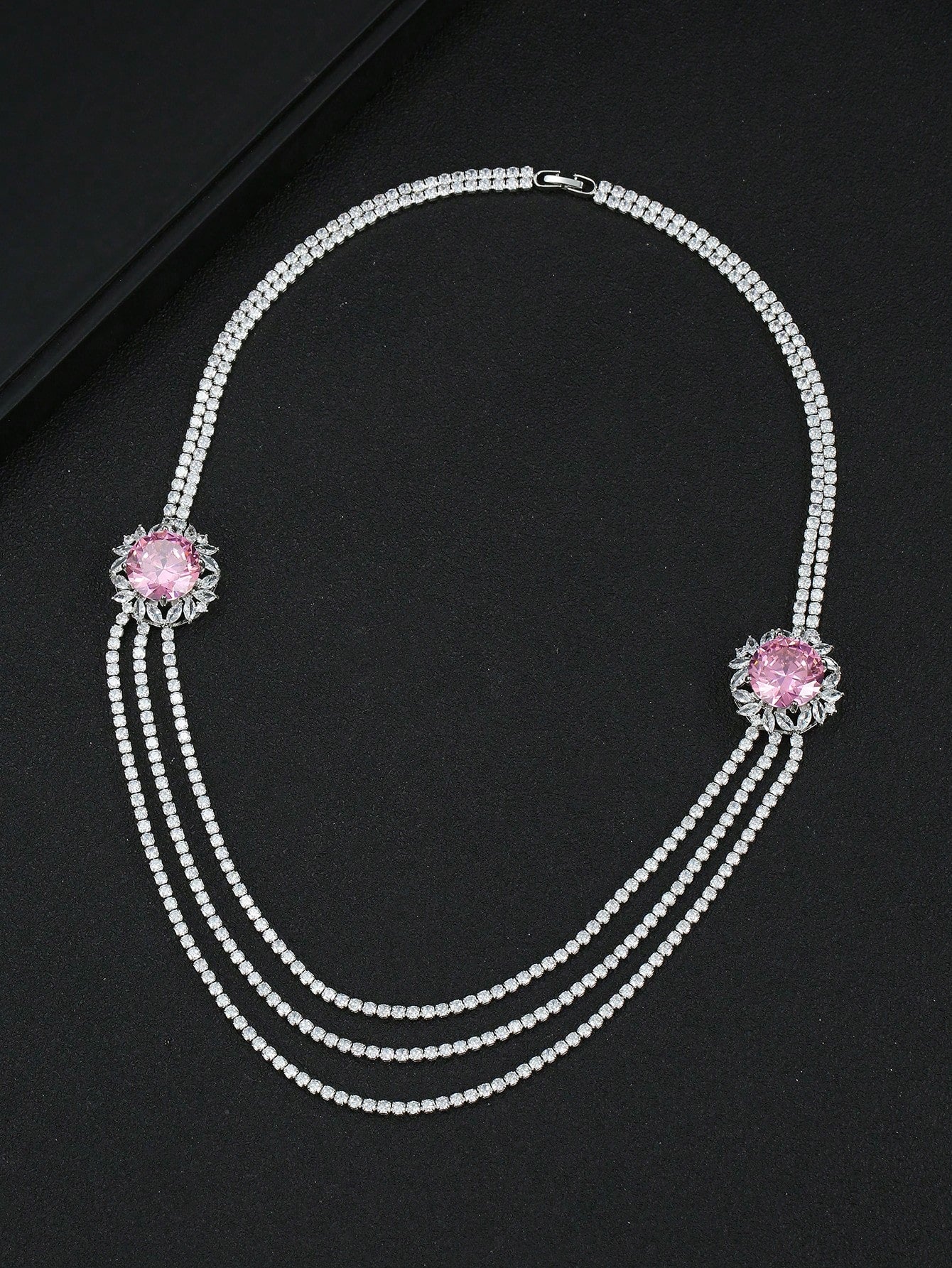 1pc European Original Design Pink Zirconia Necklace