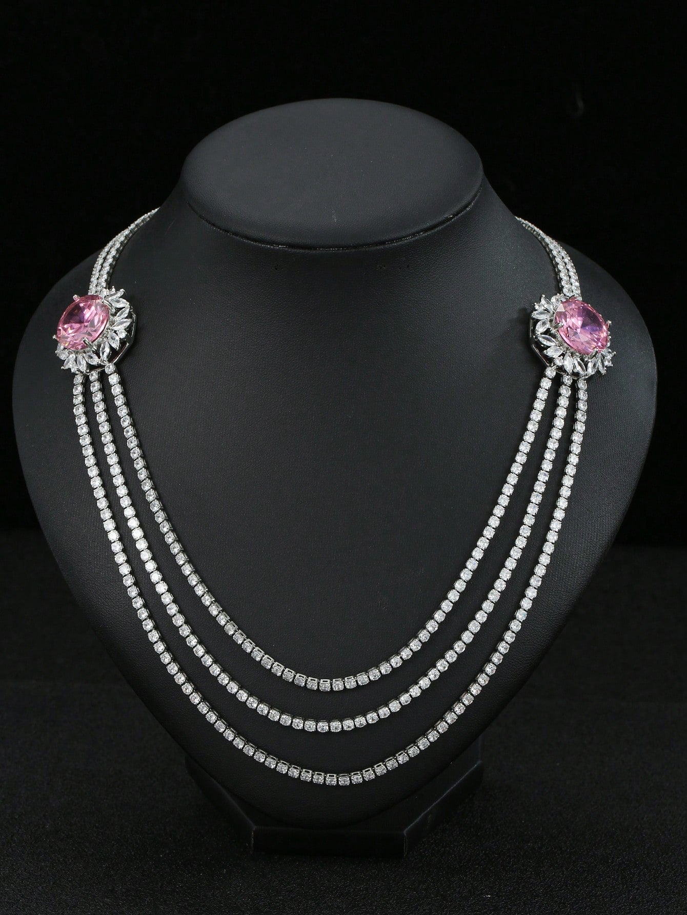 1pc European Original Design Pink Zirconia Necklace