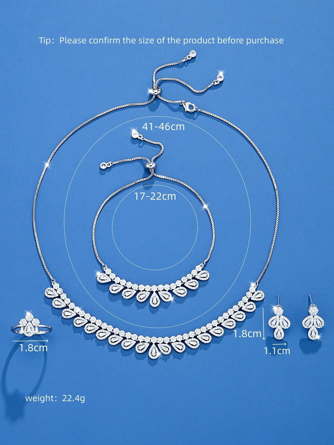 seen JEWELRY 5pcs/Set Luxury White Gold Plated Zirconia Necklace - Seen Mai