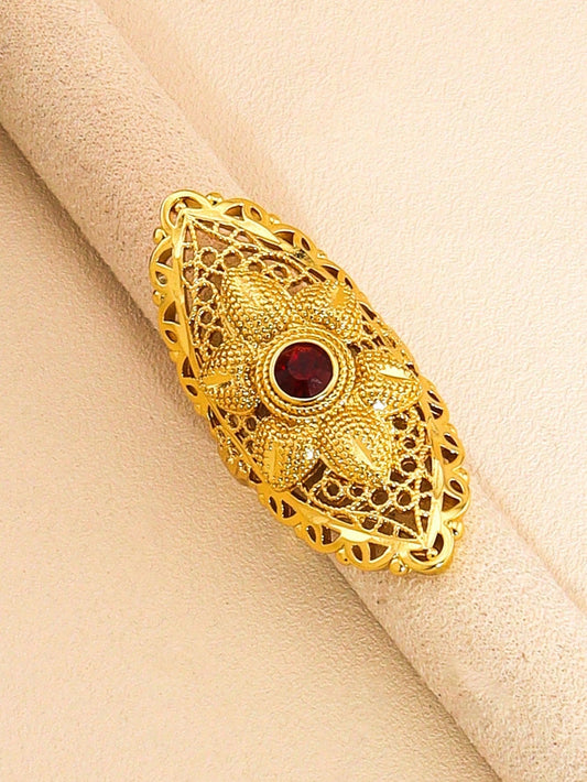 1pc Fashion Gold Hollow Ring Wide Face Adjustable Ring Suitable For Women To Wear Daily Holiday Gifts