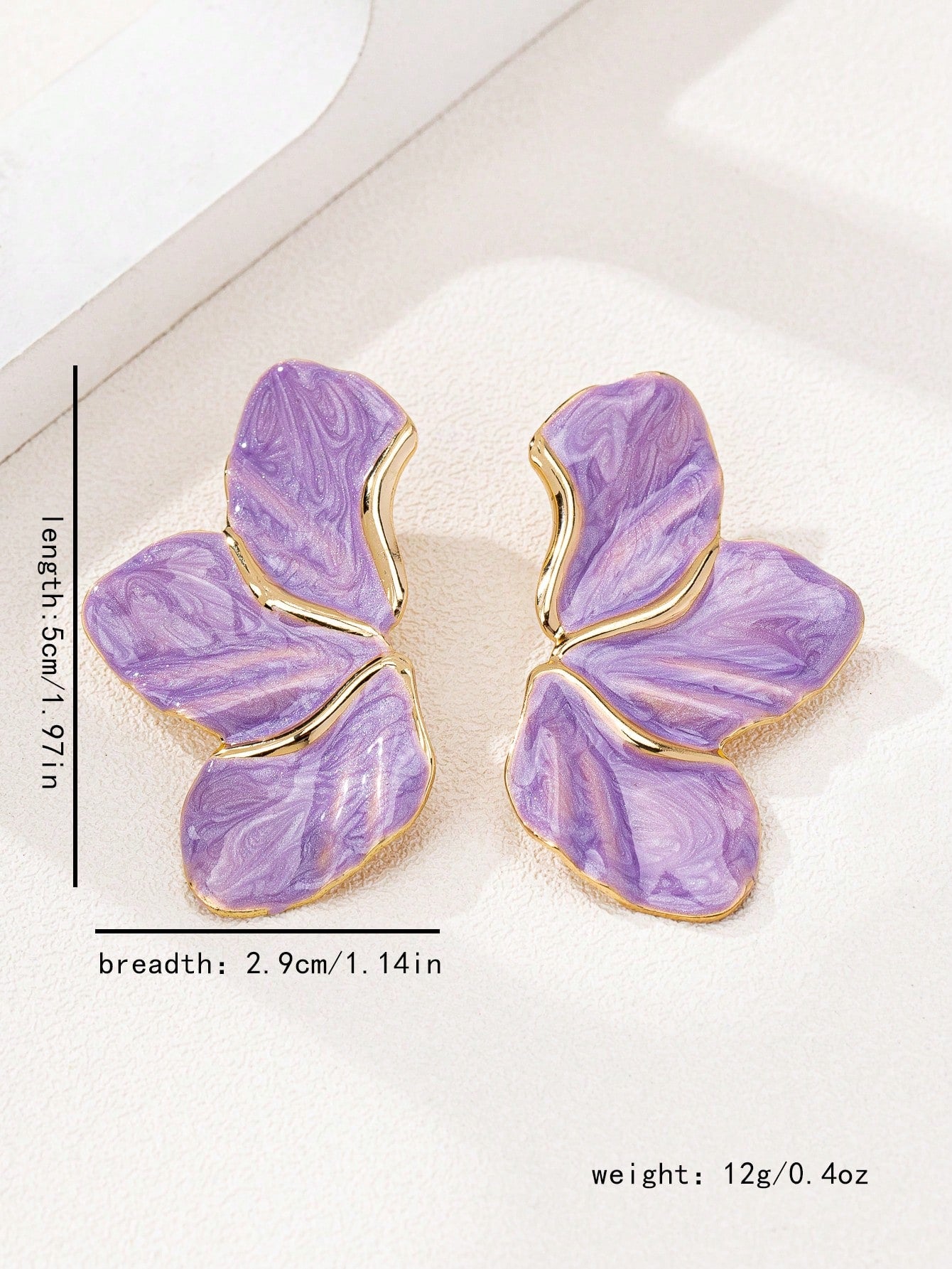 1pair Metallic Floral Enameled Earrings - Seen Mai