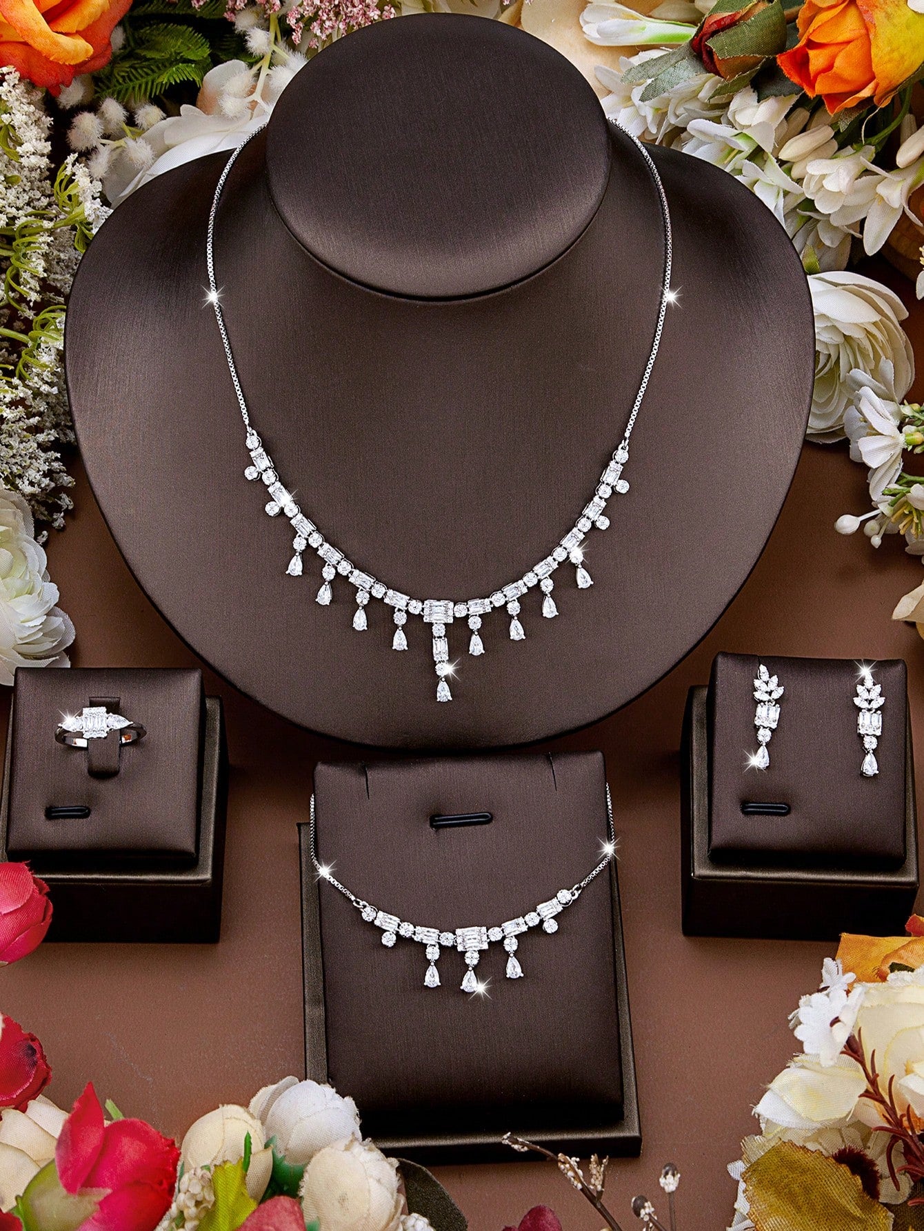 seen JEWELRY 5pcs Luxury Platinum Plated Zirconia Necklace - Seen Mai