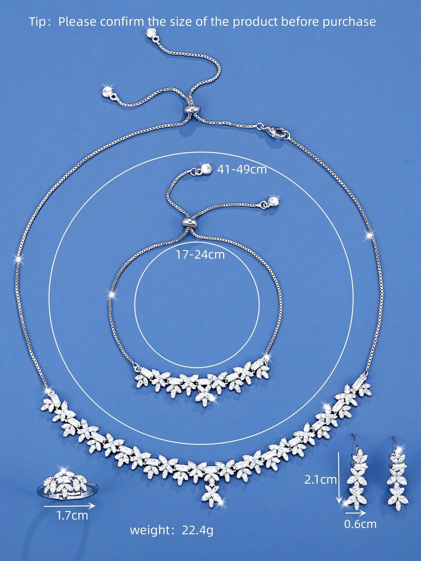 seen JEWELRY 5pcs/Set Luxurious Women Jewelry Set: White Gold Plated CZ Necklace - Seen Mai