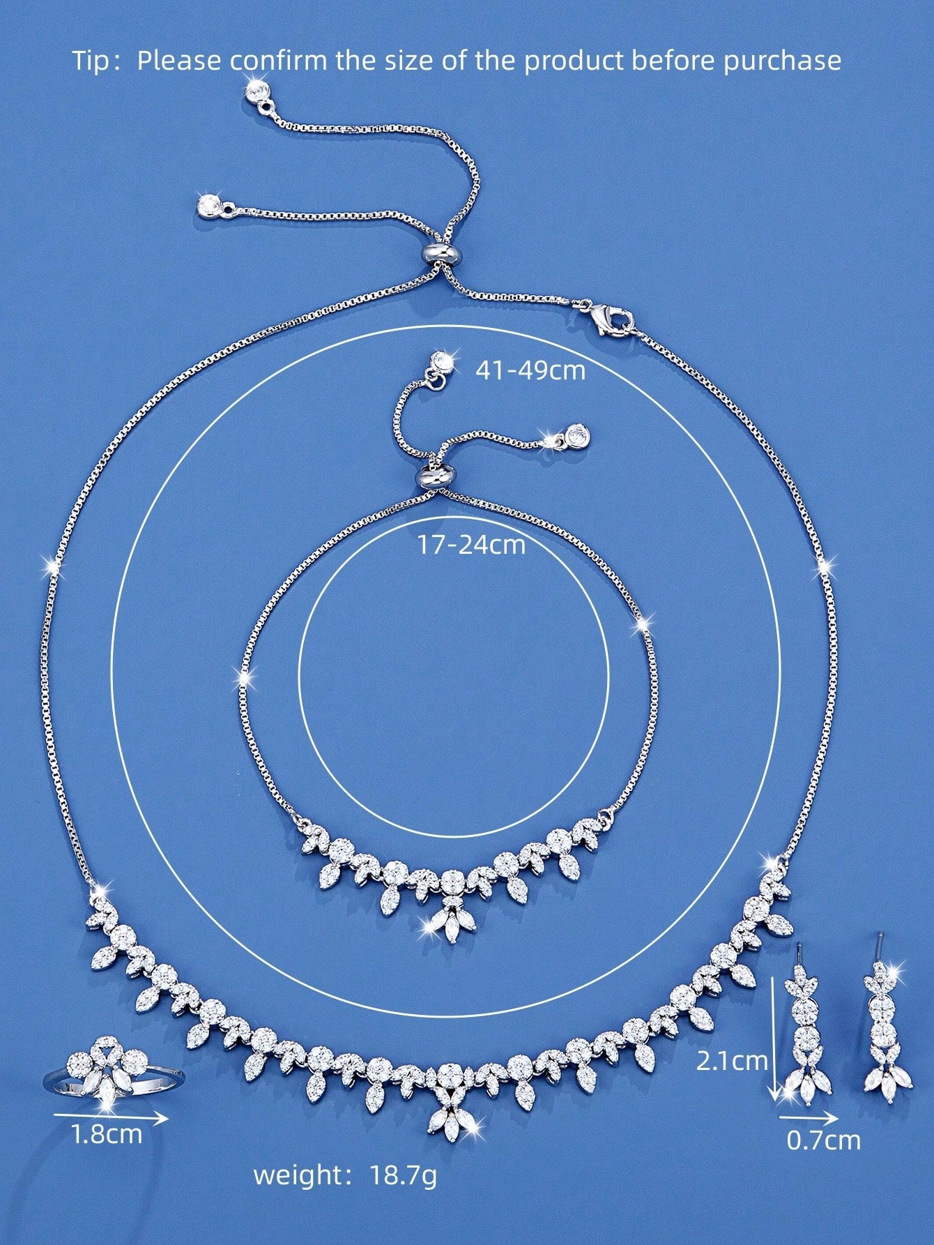 seen JEWELRY 5pcs/Set White Gold Plated Synthetic Zirconia Luxury Necklace - Seen Mai