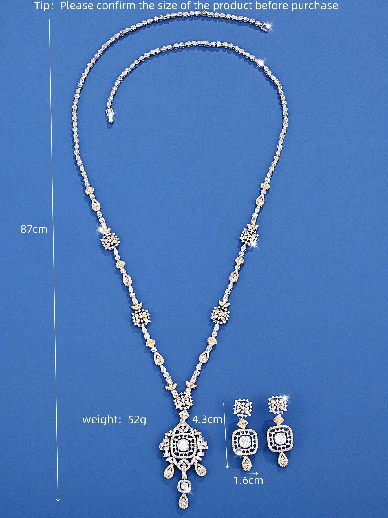 seen JEWELRY 3pcs/Set Luxurious Cubic Zirconia Necklace - Seen Mai