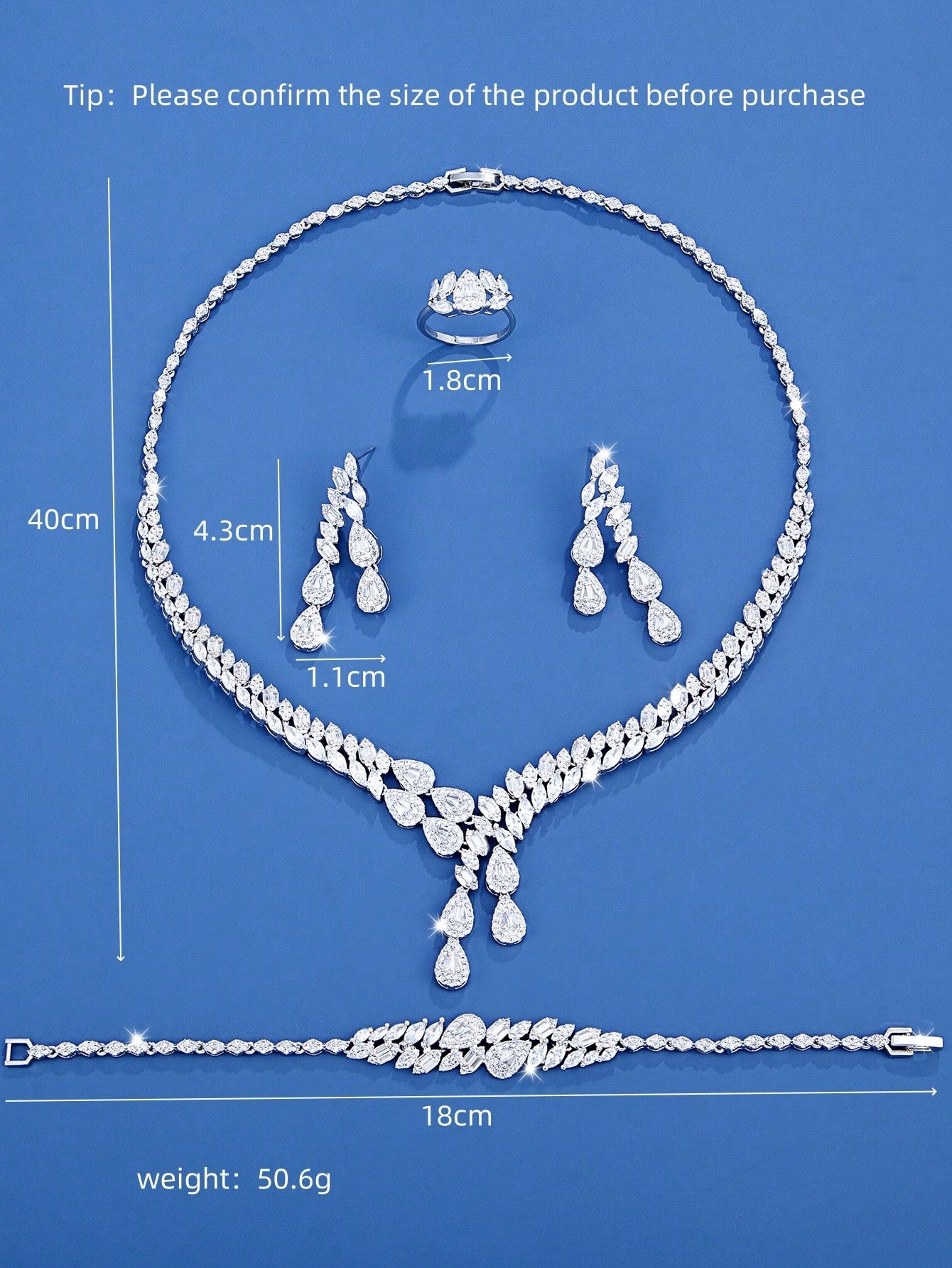 seen JEWELRY 5pcs/Set Platinum Plated Cubic Zirconia Luxury Necklace - Seen Mai