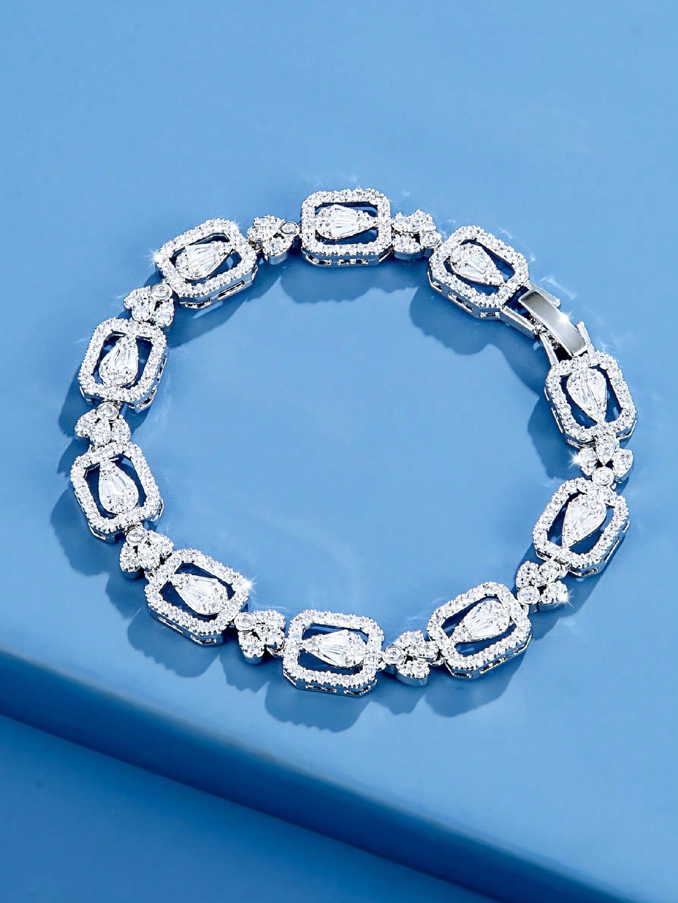 seen JEWELRY 1pc Luxury Platinum Plated Cubic Zirconia Women's Bracelet - Seen Mai