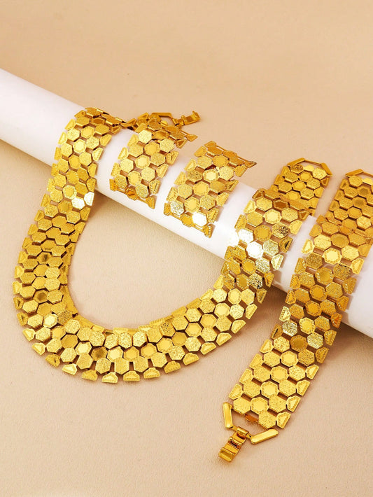 4 Pieces/Set Simple And Exaggerated Personalized Gold-Plated Jewelry Set Is Suitable For Women's Daily Party Wear - Seen Mai