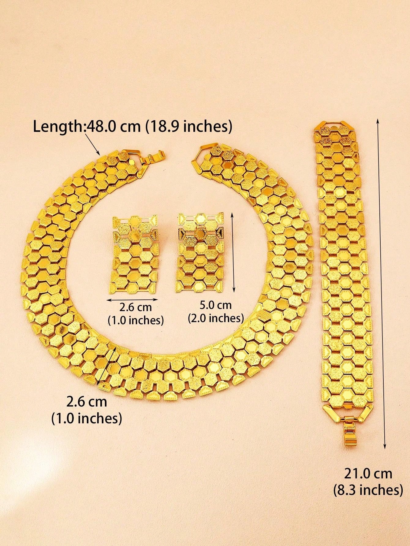 4 Pieces/Set Simple And Exaggerated Personalized Gold-Plated Jewelry Set Is Suitable For Women's Daily Party Wear - Seen Mai