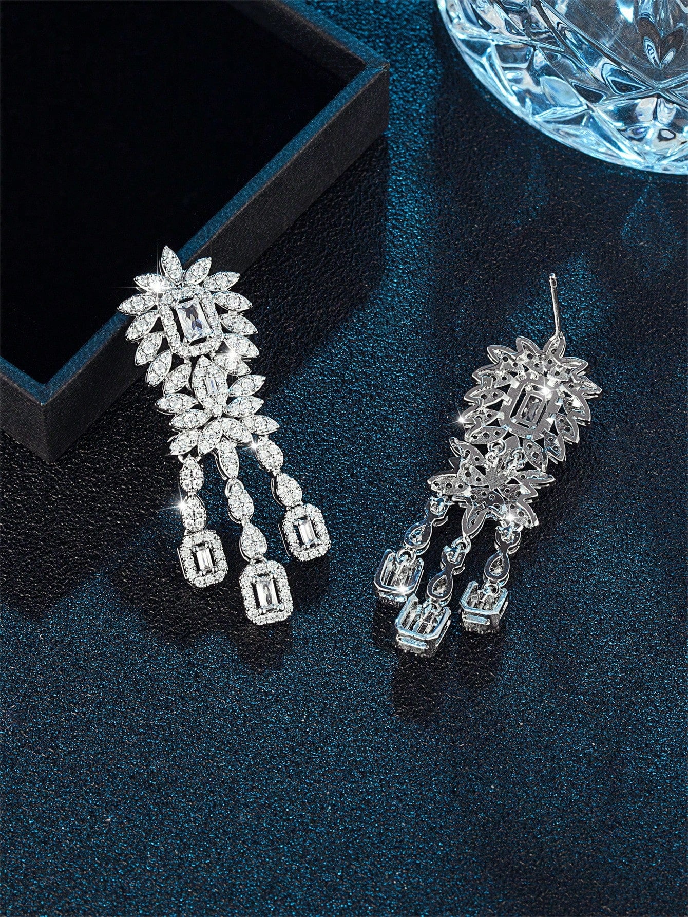 seen JEWELRY 1 Pair Platinum Plated Cubic Zirconia Luxury Drop Earrings For Women - Seen Mai