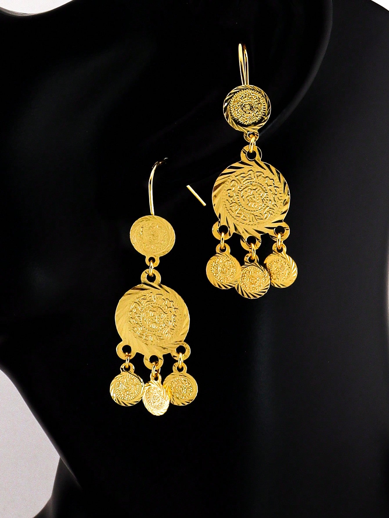 1pc Gold Antique Coin Tassel Earrings Round Grain Earrings Copper Jewelry Suitable For Women's Daily Party Banquets - Seen Mai