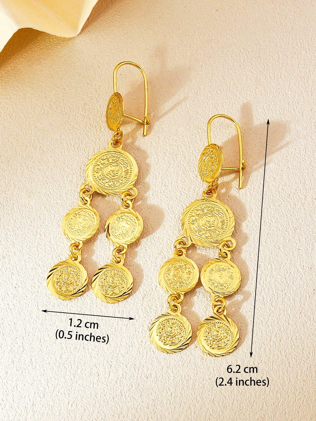 1pc Gold Antique Coin Tassel Earrings Round Grain Earrings Copper Jewelry Suitable For Women's Daily Party Banquets - Seen Mai