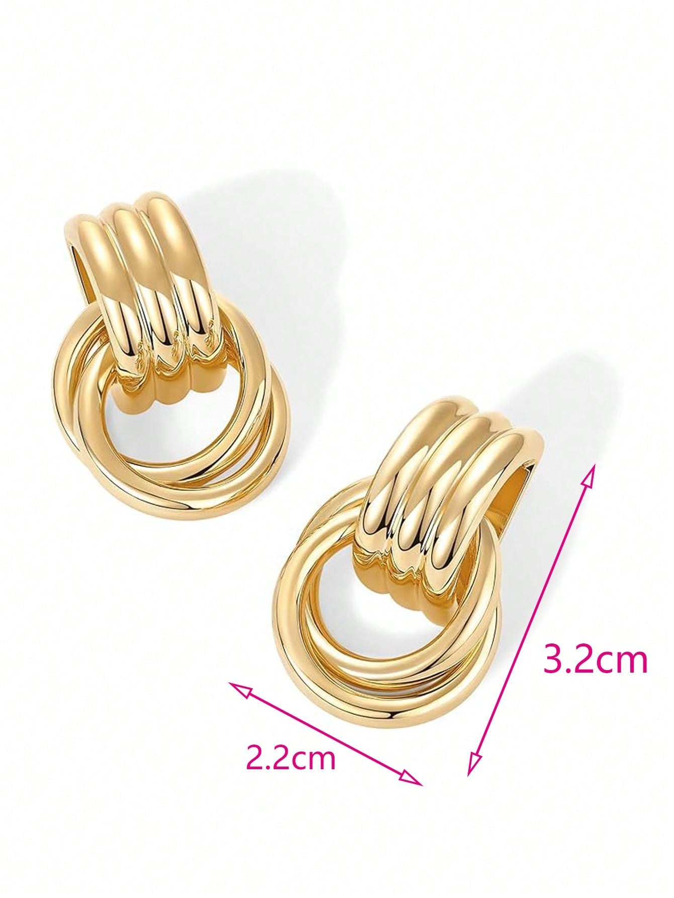 SEENMAI 1 Pair Of Fashionable Geometric Twist Multi-Layer Fried Dough Twists Earrings