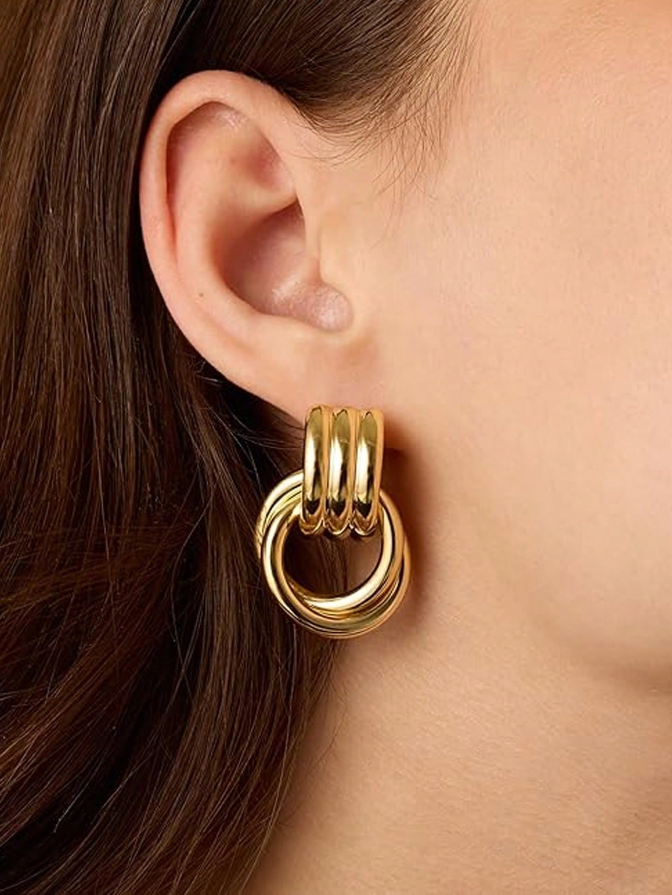 SEENMAI 1 Pair Of Fashionable Geometric Twist Multi-Layer Fried Dough Twists Earrings