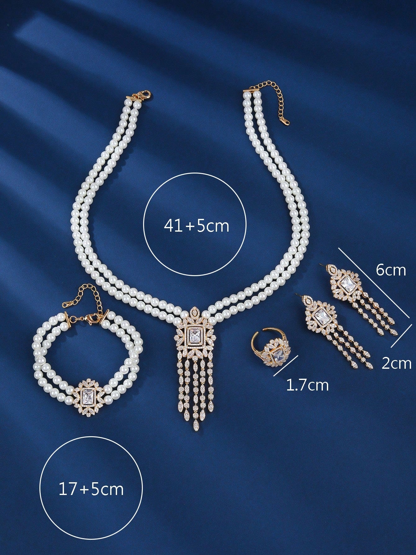 4pcs/Set Copper Faux Pearl Multi-Layer Jewelry Set