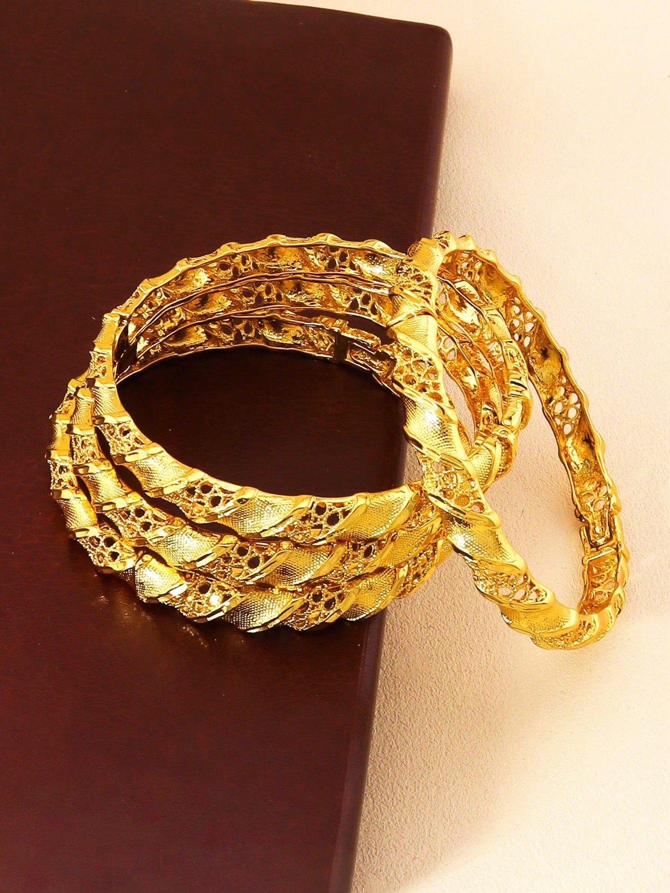 1/2/4pcs Luxury Rice Seedling Leaf Design Gold Bangle Dubai Women's Bracelet Jewelry African Jewelry Bride Wedding Party Gift - Seen Mai