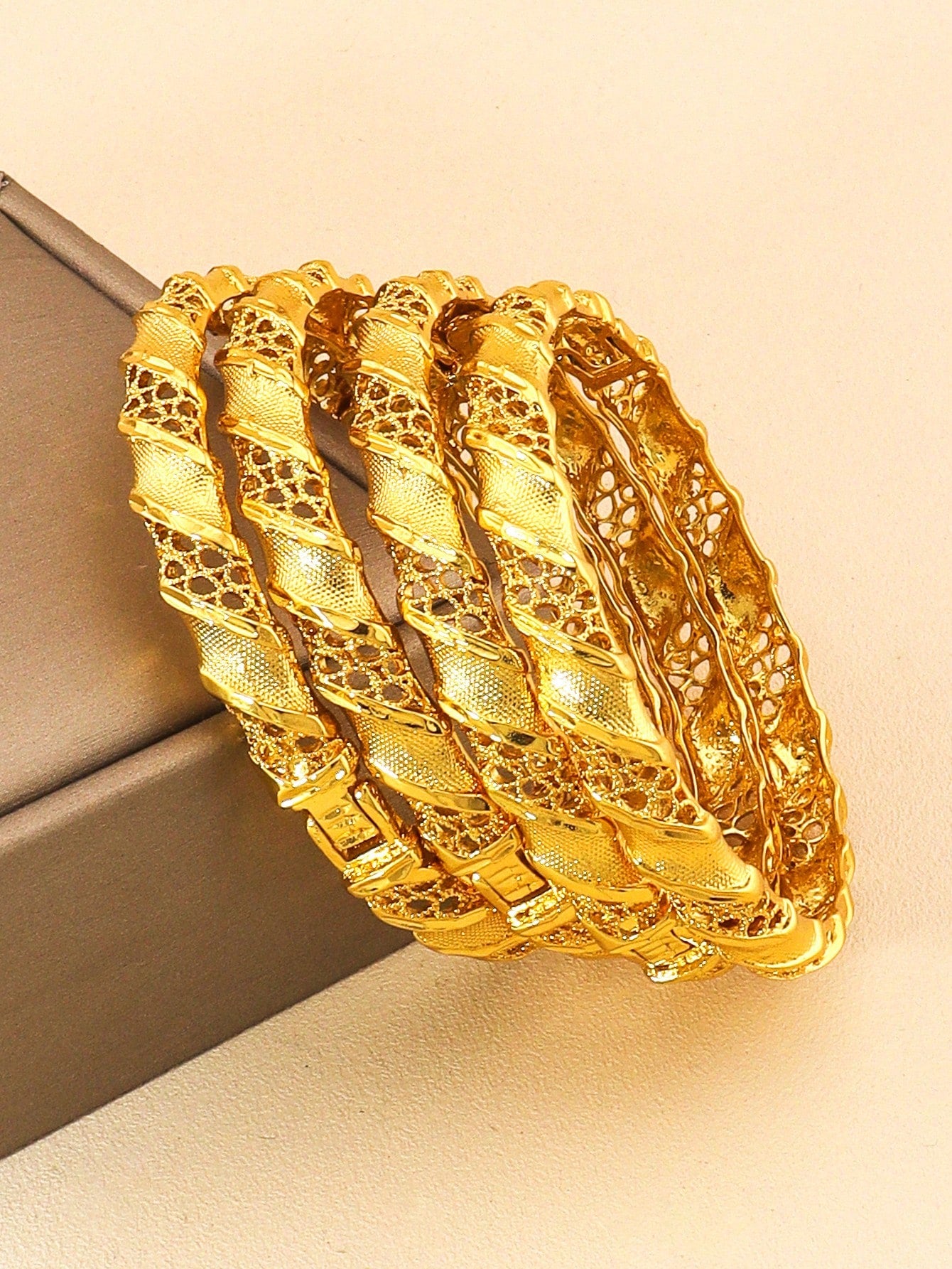 1/2/4pcs Luxury Rice Seedling Leaf Design Gold Bangle Dubai Women's Bracelet Jewelry African Jewelry Bride Wedding Party Gift - Seen Mai