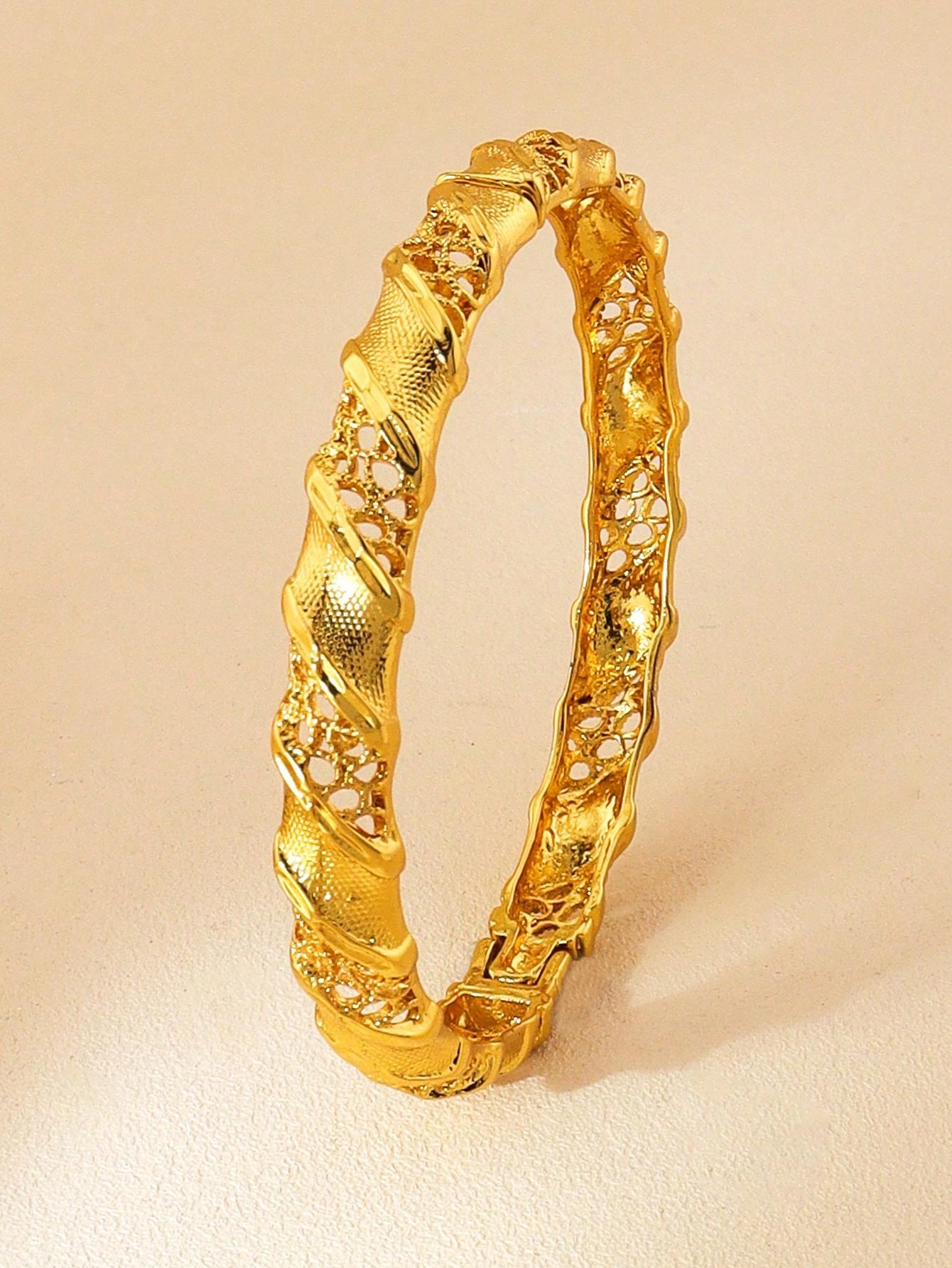 1/2/4pcs Luxury Rice Seedling Leaf Design Gold Bangle Dubai Women's Bracelet Jewelry African Jewelry Bride Wedding Party Gift - Seen Mai