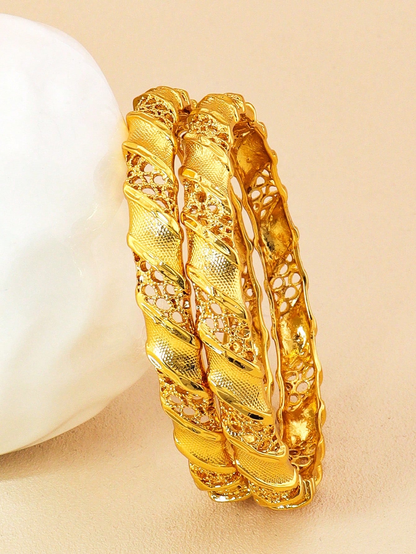 1/2/4pcs Luxury Rice Seedling Leaf Design Gold Bangle Dubai Women's Bracelet Jewelry African Jewelry Bride Wedding Party Gift - Seen Mai