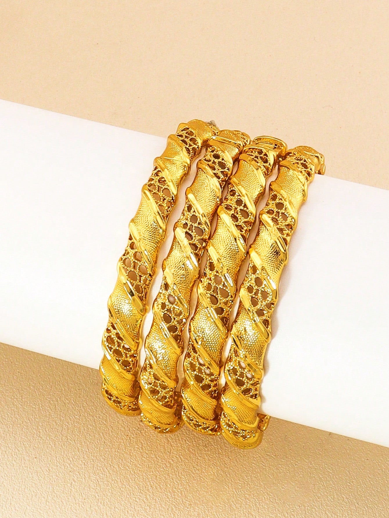 1/2/4pcs Luxury Rice Seedling Leaf Design Gold Bangle Dubai Women's Bracelet Jewelry African Jewelry Bride Wedding Party Gift - Seen Mai